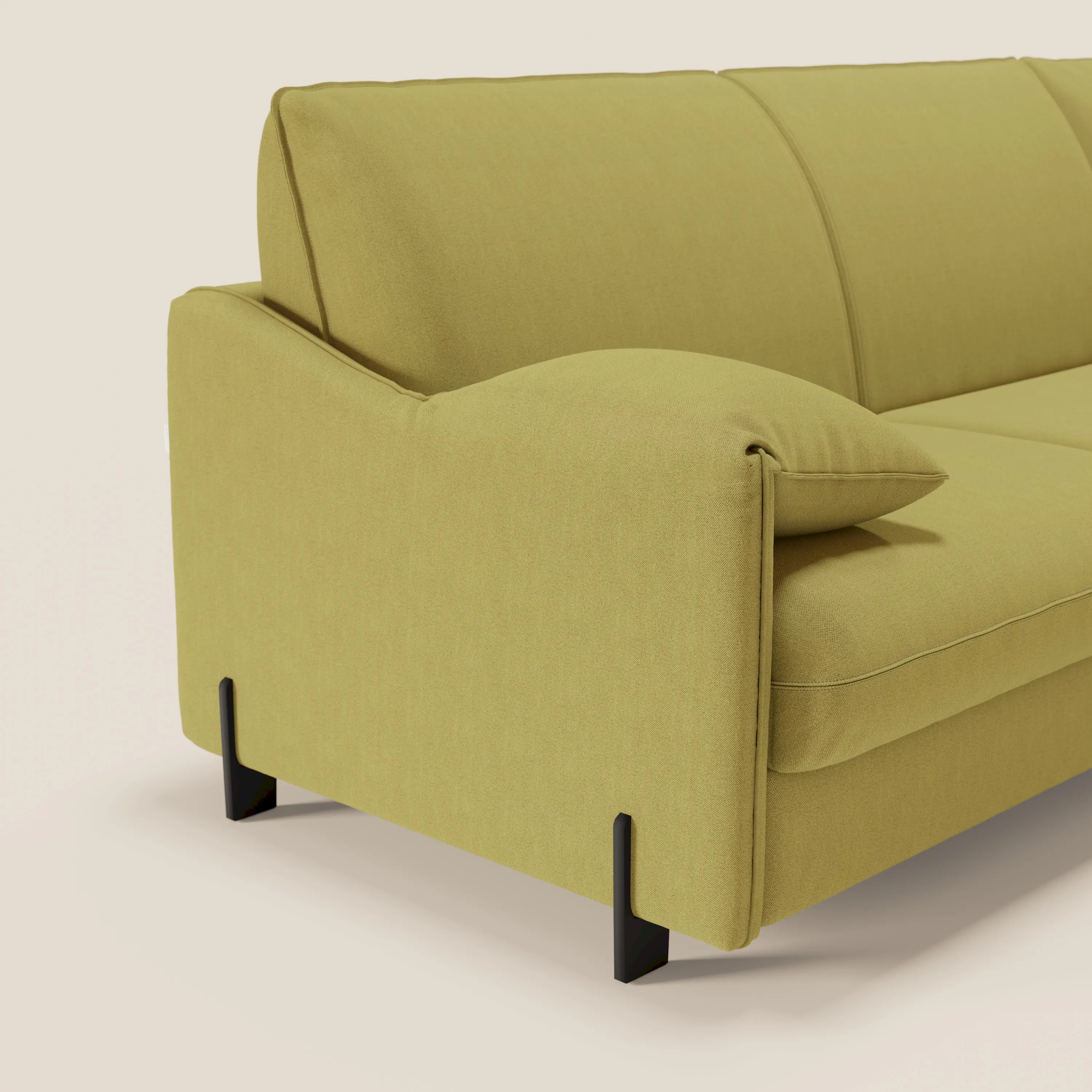 Primula divano letto angolare con materasso H18 cm - penisola contenitore in tessuto smacchiabile T05 - divani.store