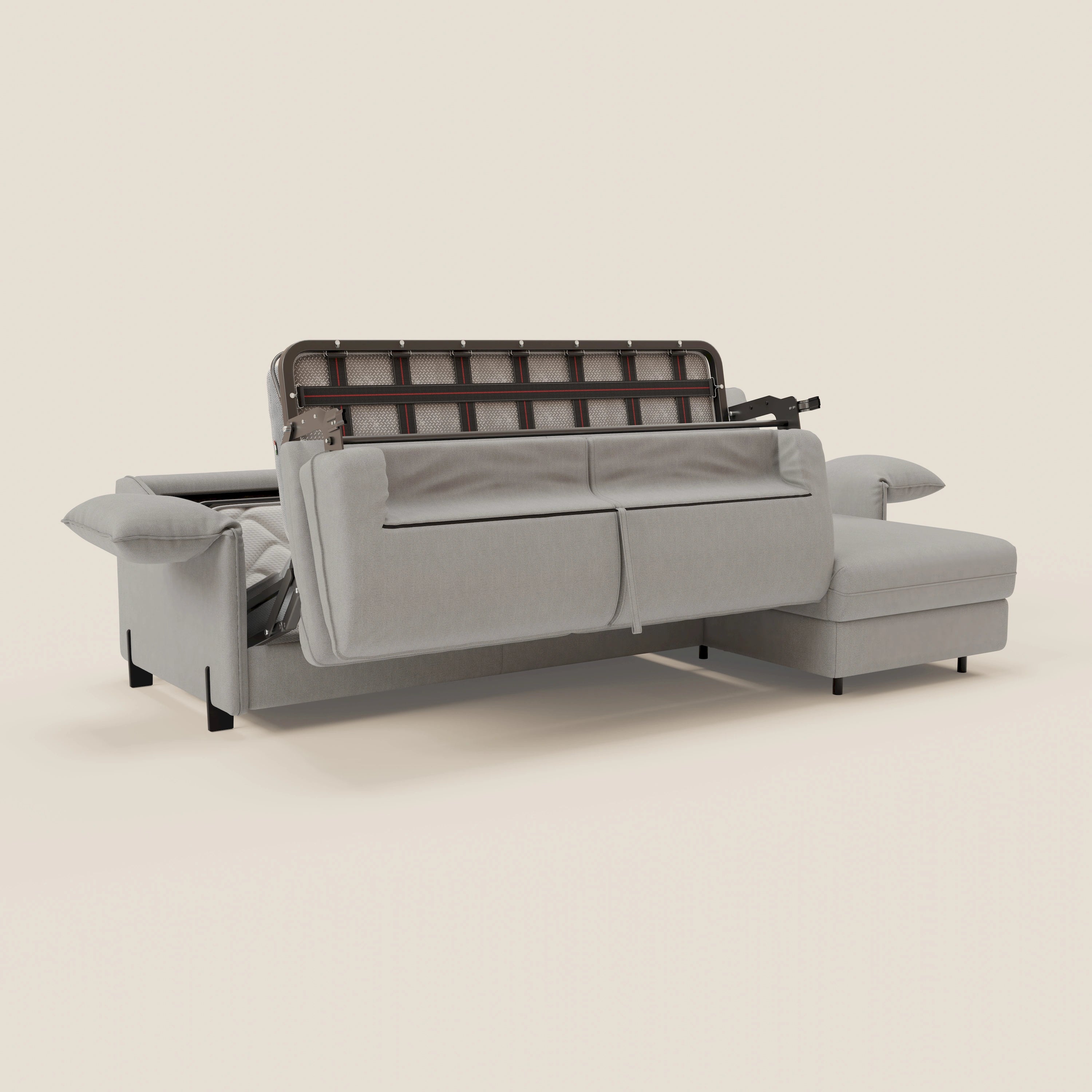 Primula divano letto angolare con materasso H18 cm - penisola contenitore in tessuto smacchiabile T05 - divani.store