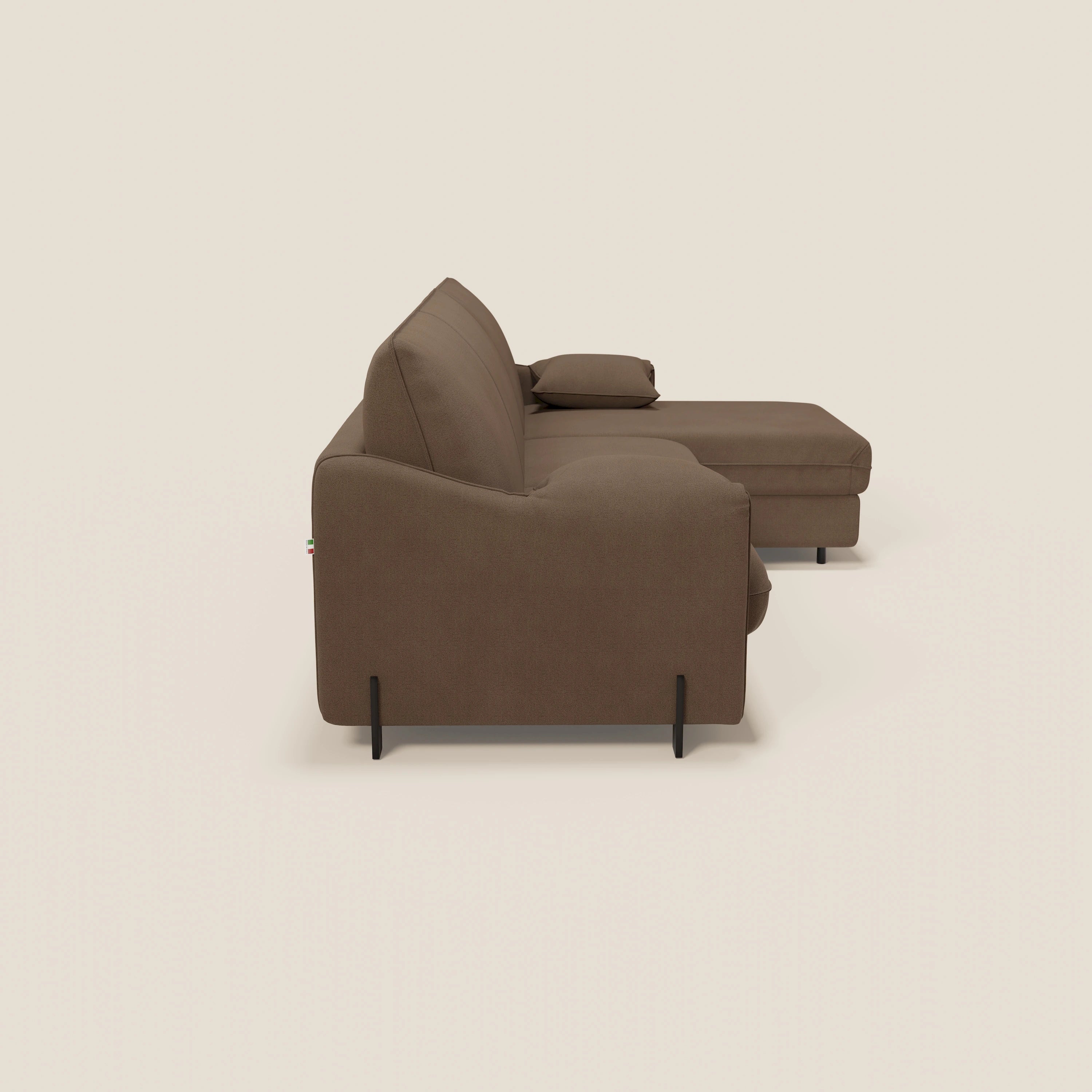 Primula divano letto angolare con materasso H18 cm - penisola contenitore in tessuto smacchiabile T05 - divani.store