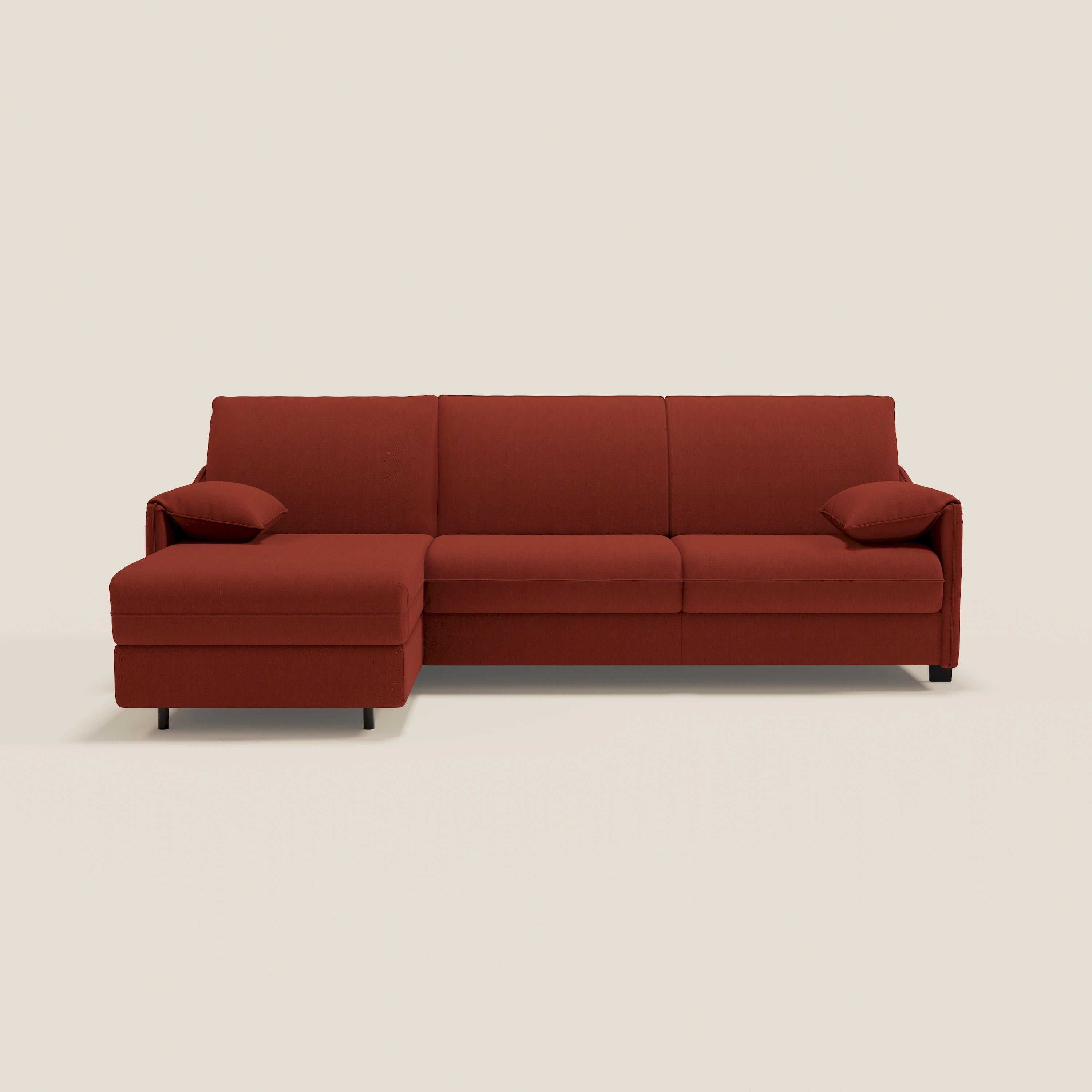 Primula divano letto angolare con materasso H18 cm - penisola contenitore in tessuto smacchiabile T05 - divani.store