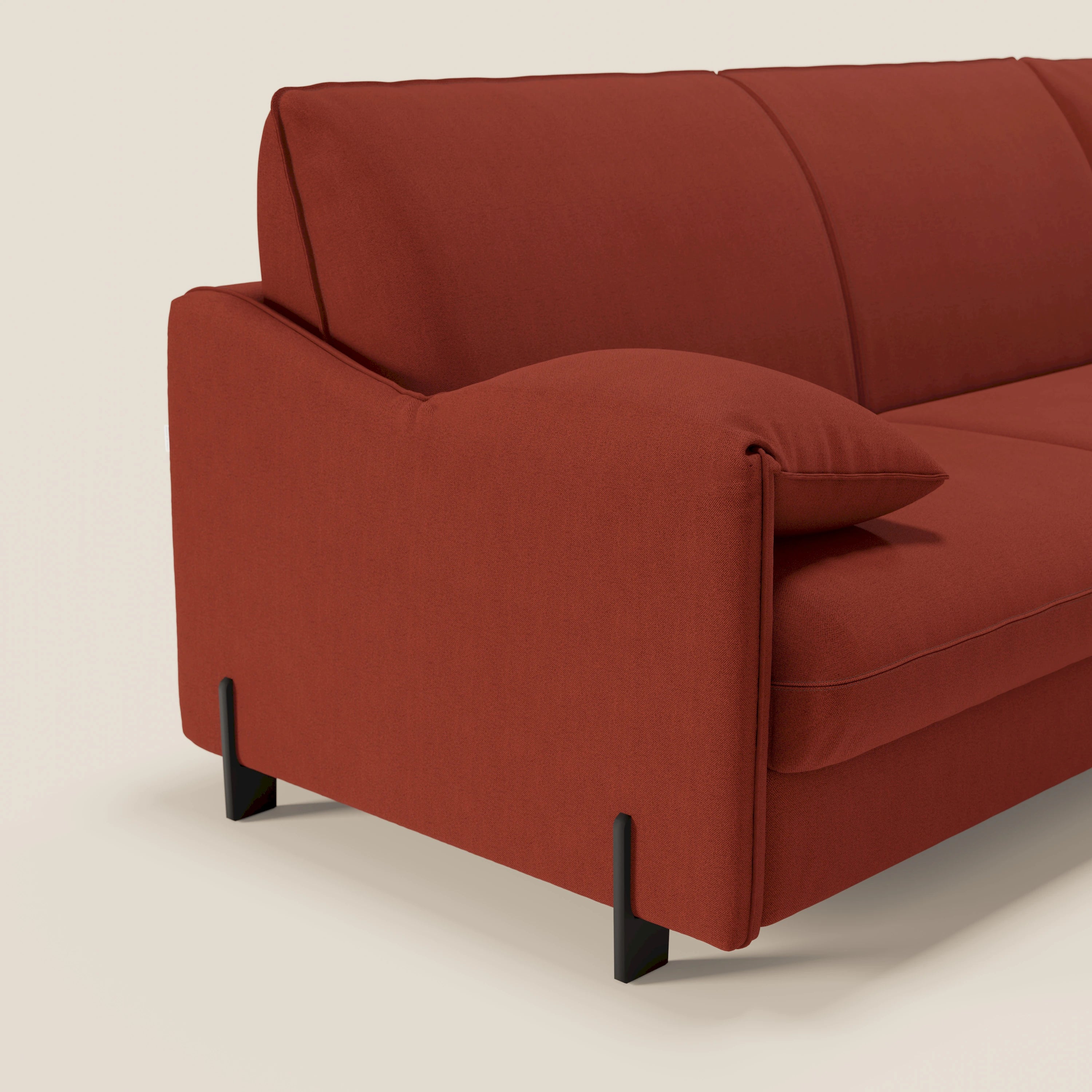 Primula divano letto angolare con materasso H18 cm - penisola contenitore in tessuto smacchiabile T05 - divani.store