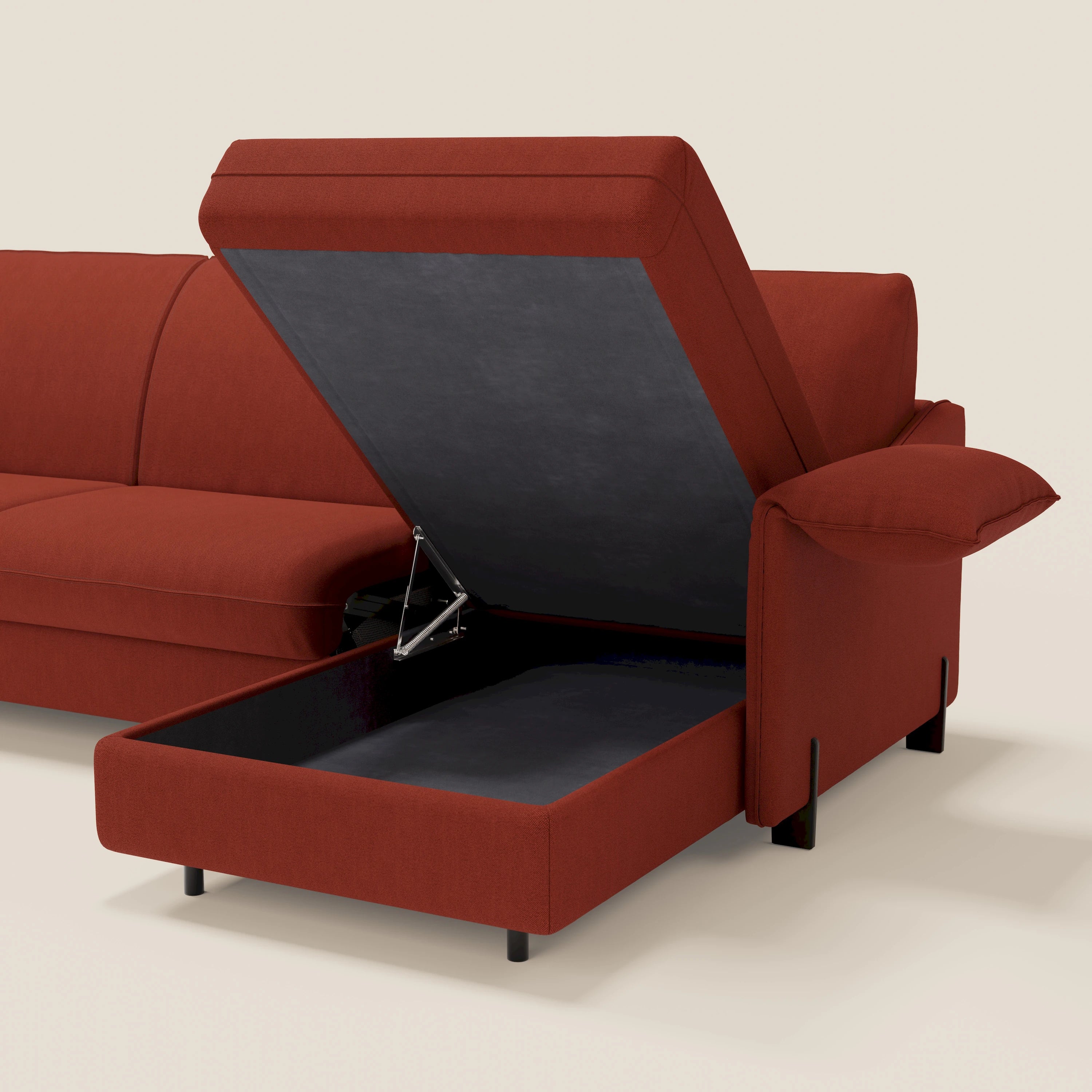 Primula divano letto angolare con materasso H18 cm - penisola contenitore in tessuto smacchiabile T05 - divani.store