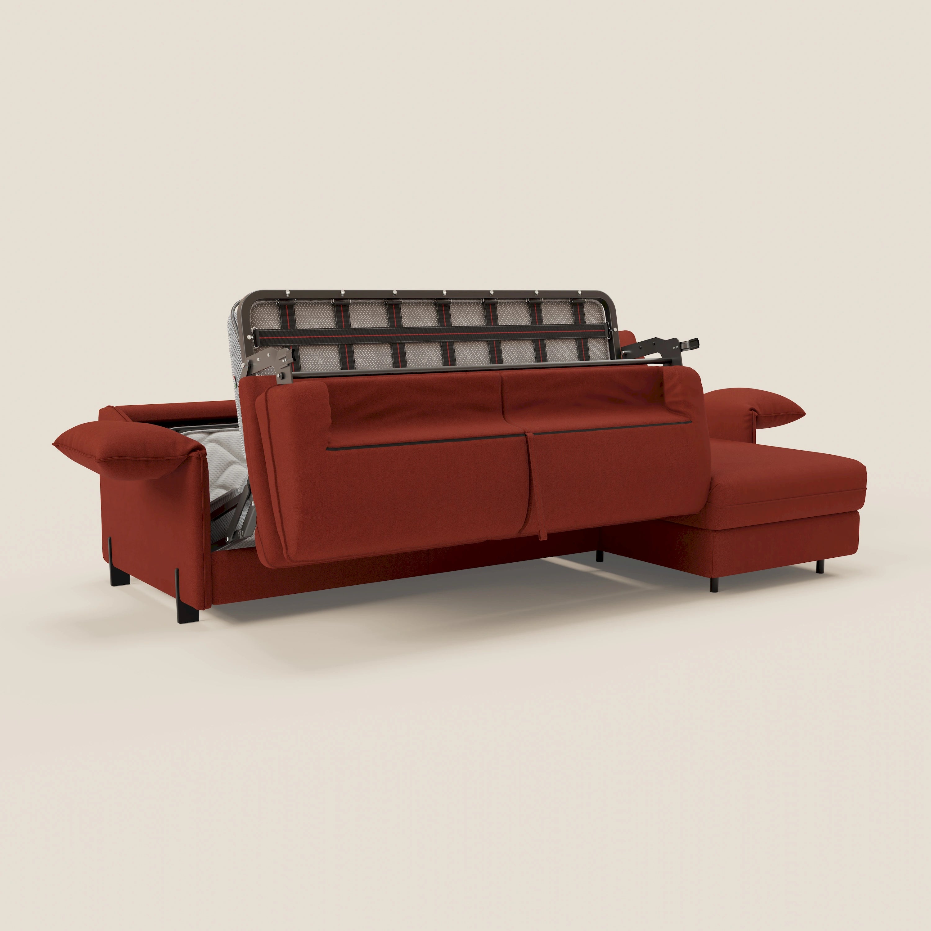 Primula divano letto angolare con materasso H18 cm - penisola contenitore in tessuto smacchiabile T05 - divani.store