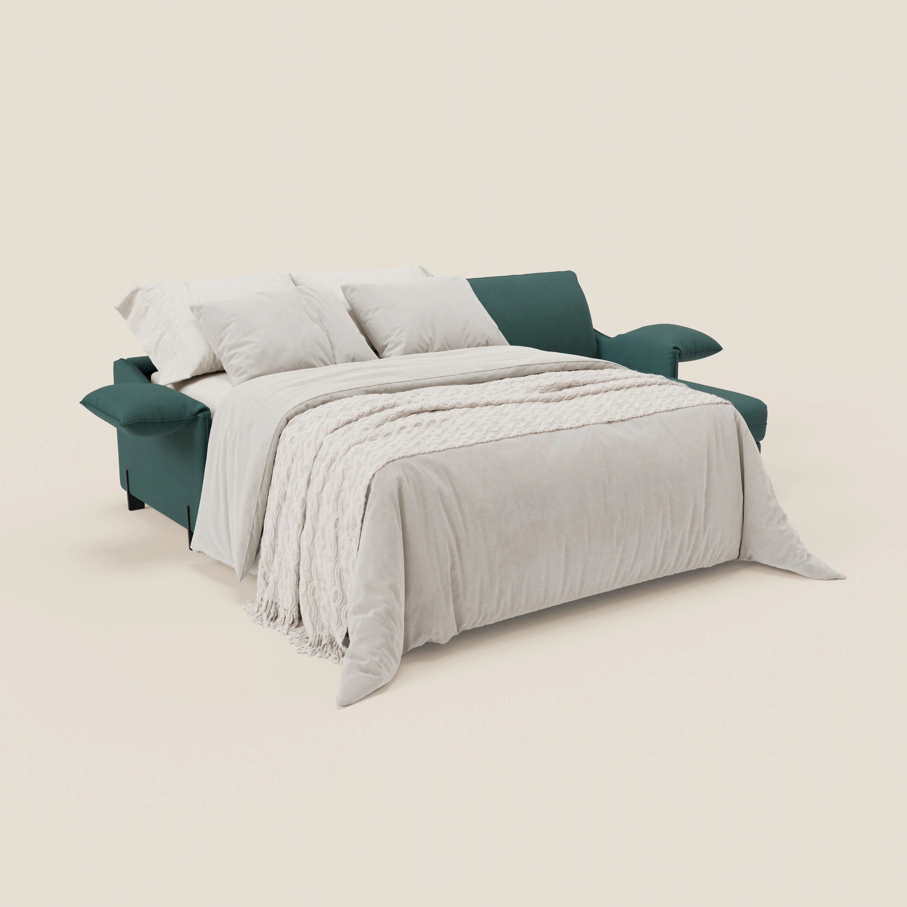 Primula divano letto angolare con materasso H18 cm - penisola contenitore in tessuto smacchiabile T05 - divani.store