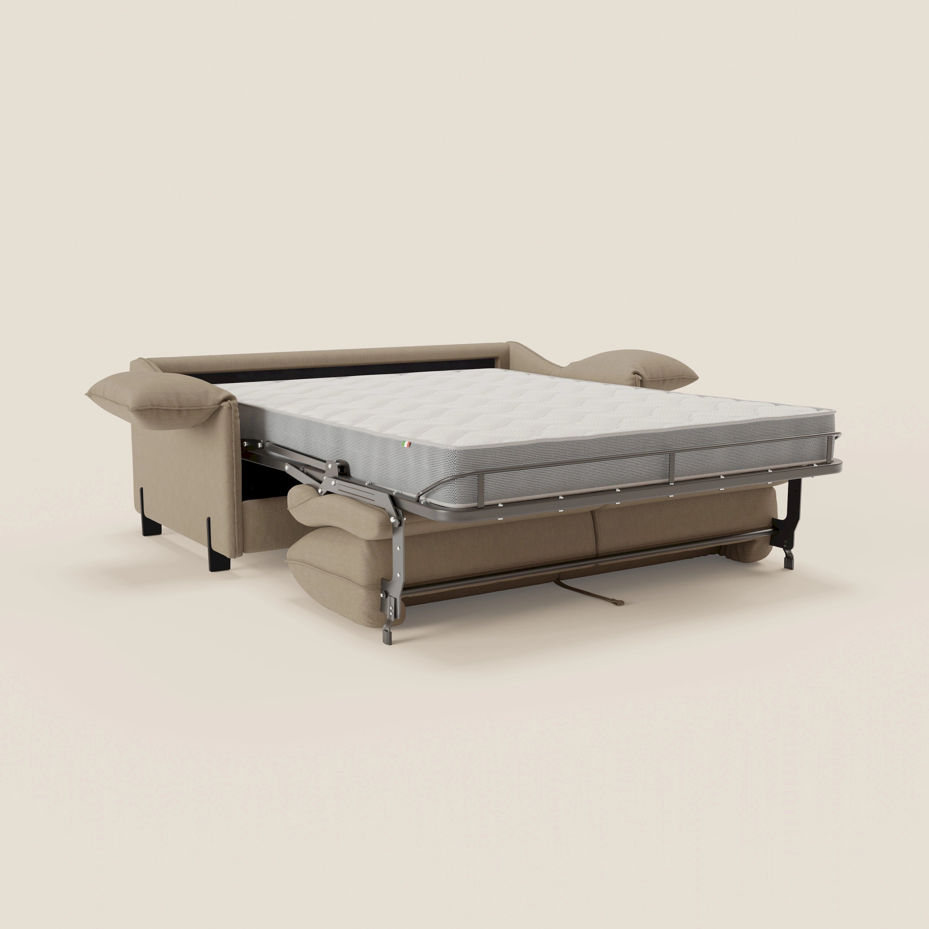 Primula divano letto con materasso alto 18 cm - braccioli mobili e tessuto smacchiabile T05 - divani.store