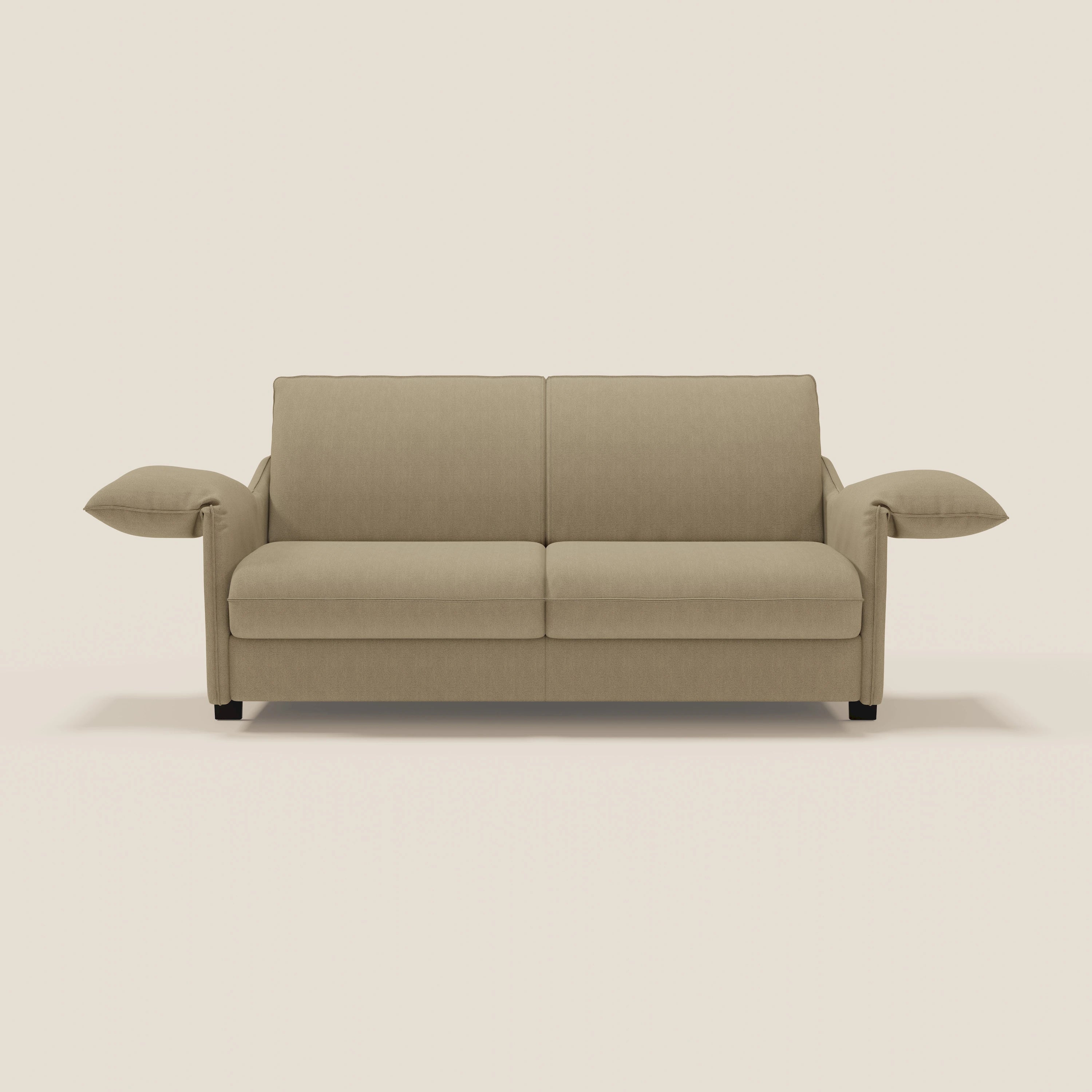 Primula divano letto con materasso alto 18 cm - braccioli mobili e tessuto smacchiabile T05 - divani.store