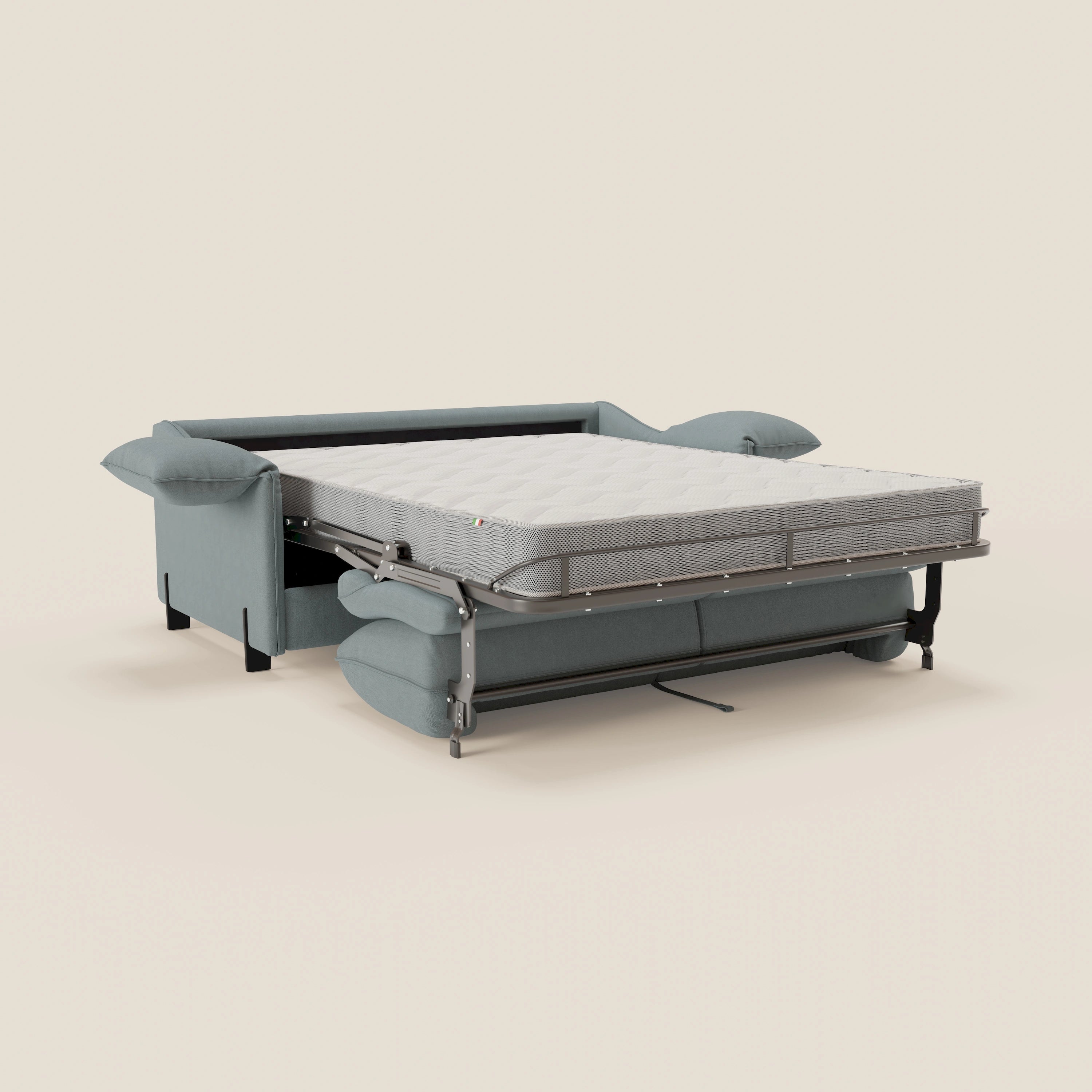 Primula divano letto con materasso alto 18 cm - braccioli mobili e tessuto smacchiabile T05 - divani.store