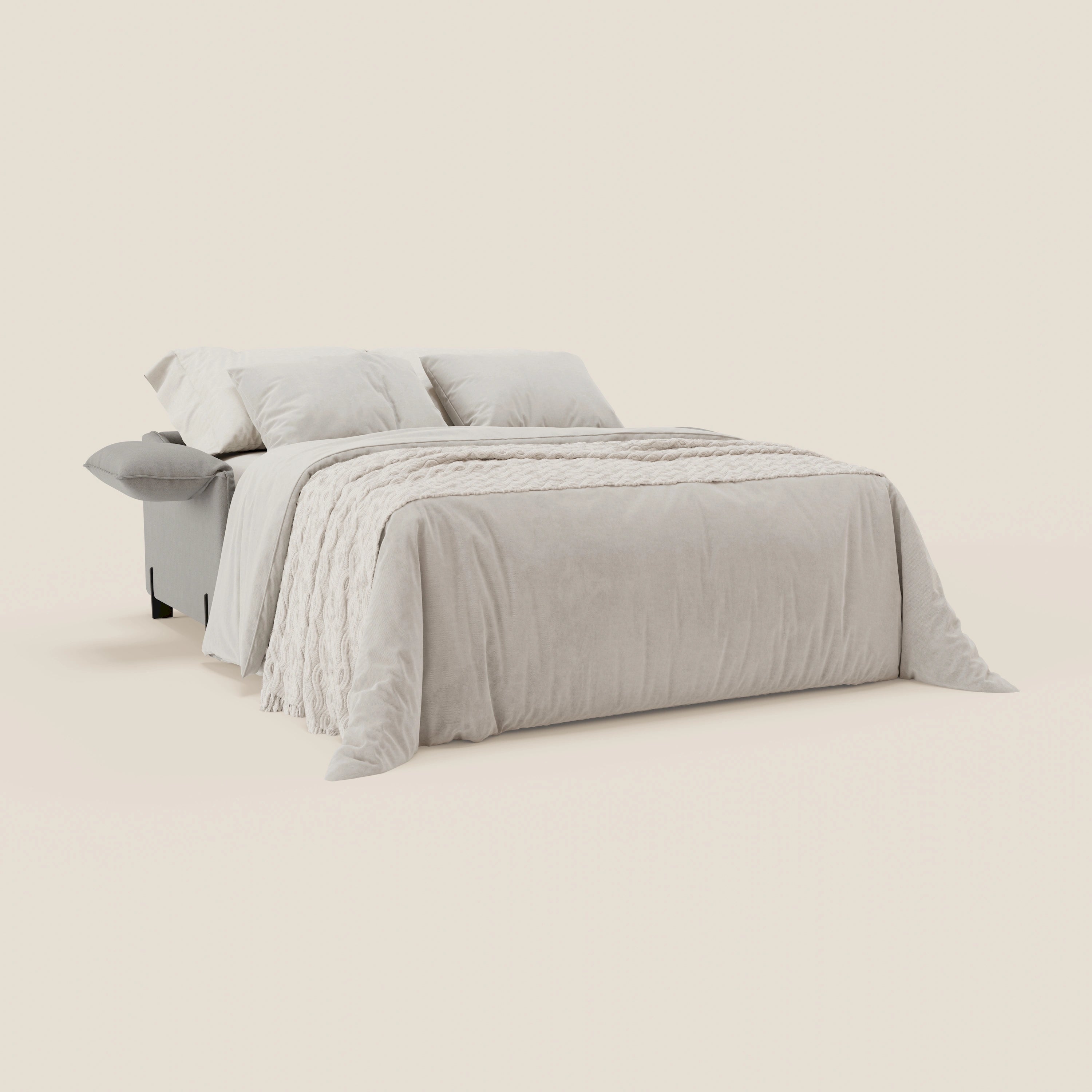 Primula divano letto con materasso alto 18 cm - braccioli mobili e tessuto smacchiabile T05 - divani.store