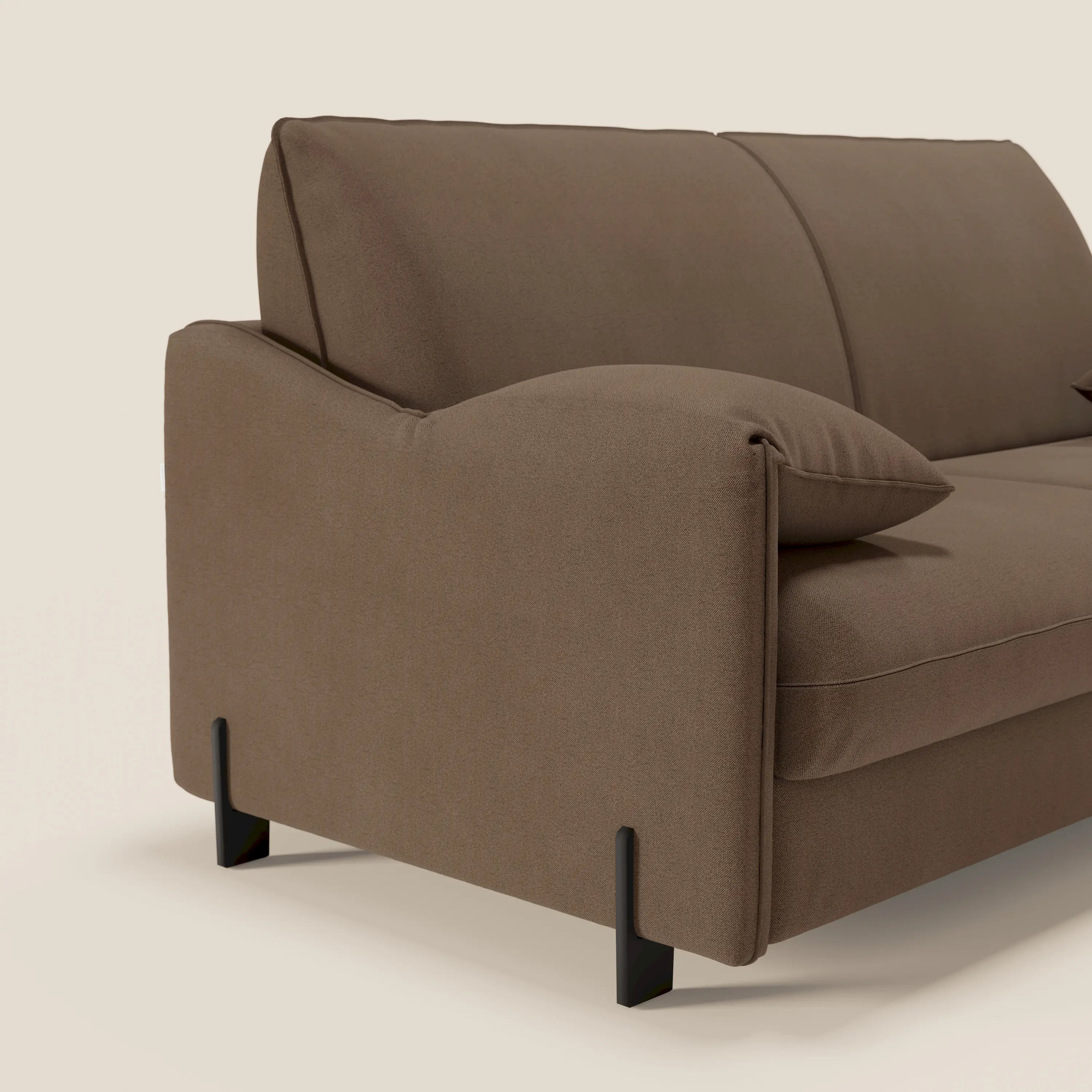 Primula divano letto con materasso alto 18 cm - braccioli mobili e tessuto smacchiabile T05 - divani.store