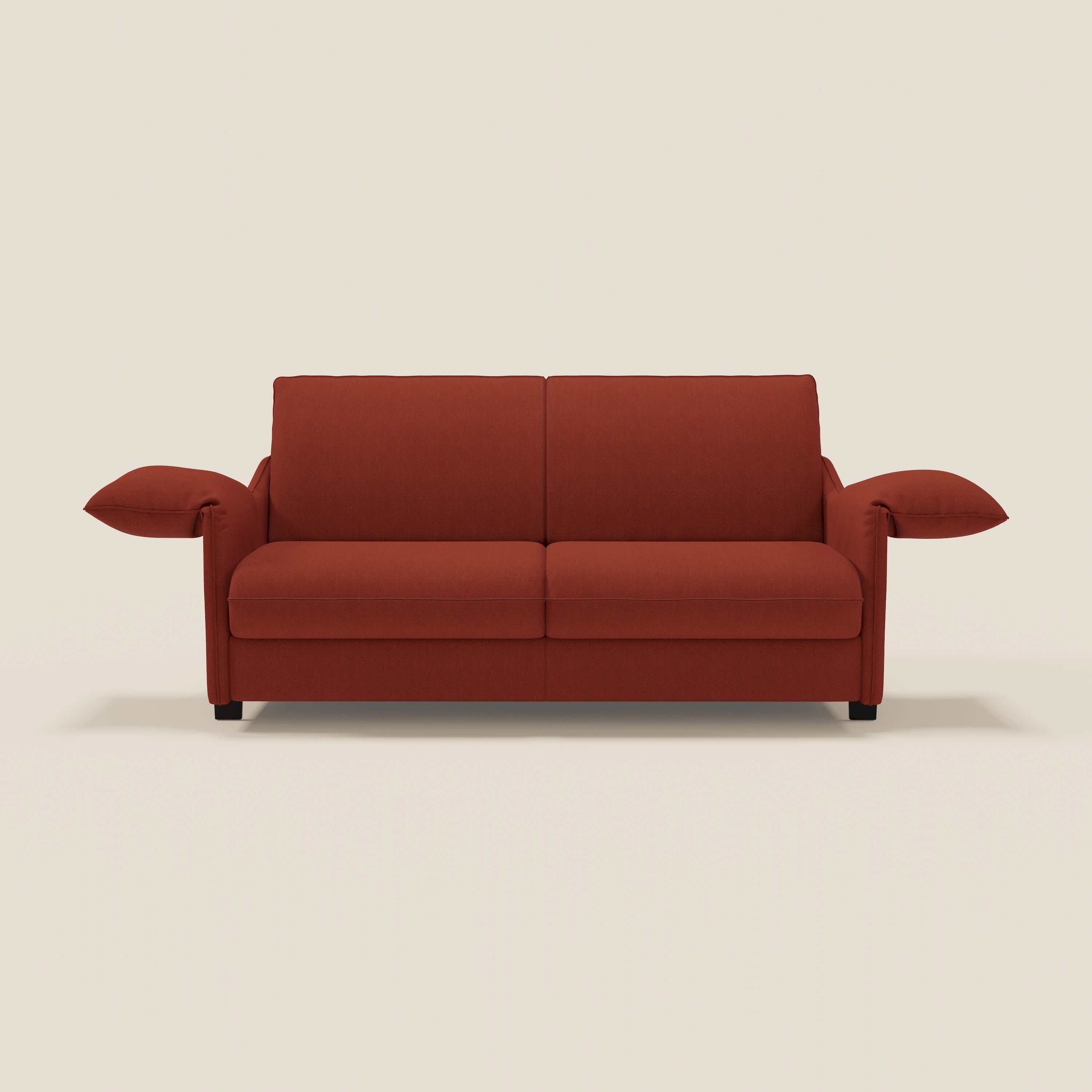 Primula divano letto con materasso alto 18 cm - braccioli mobili e tessuto smacchiabile T05 - divani.store