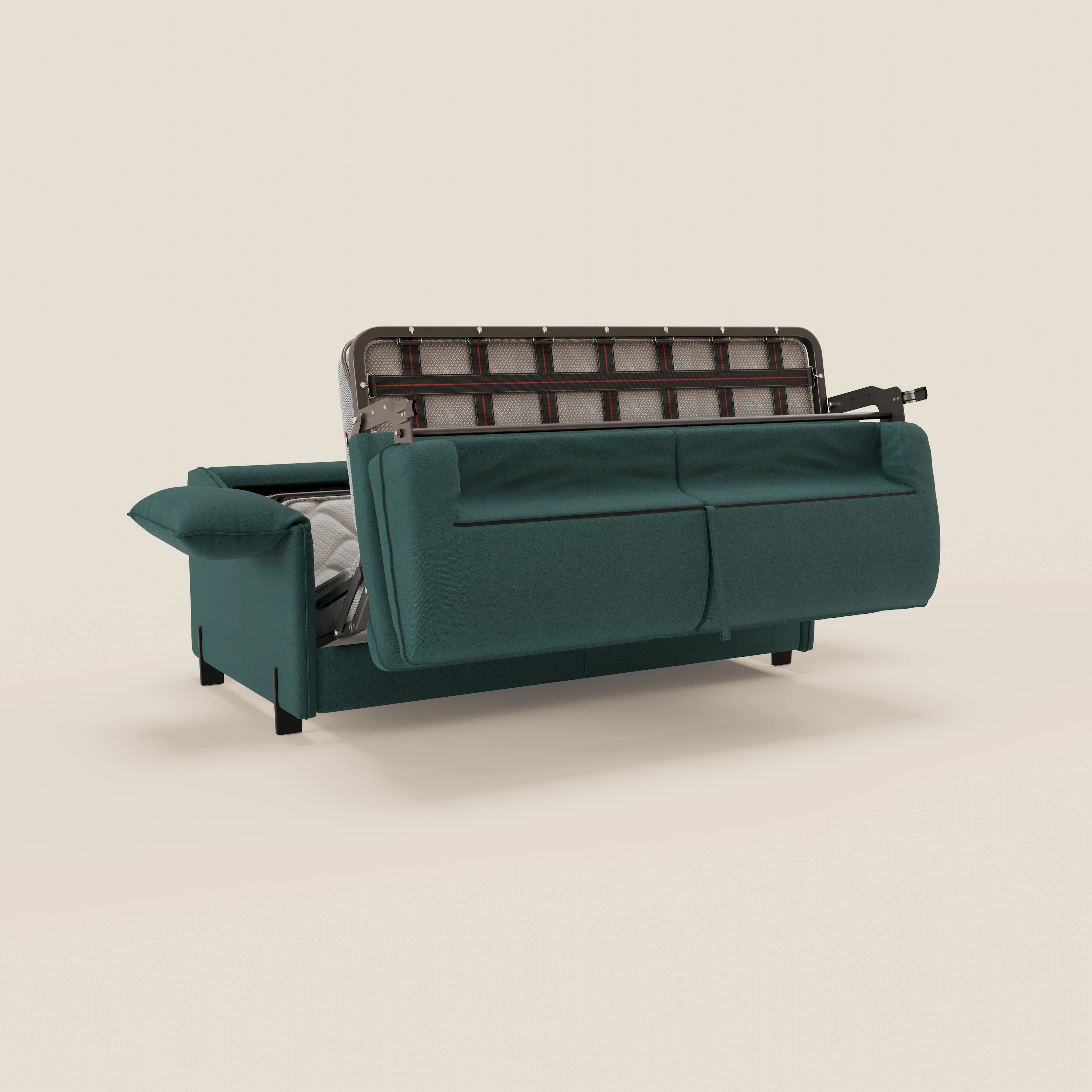 Primula divano letto con materasso alto 18 cm - braccioli mobili e tessuto smacchiabile T05 - divani.store