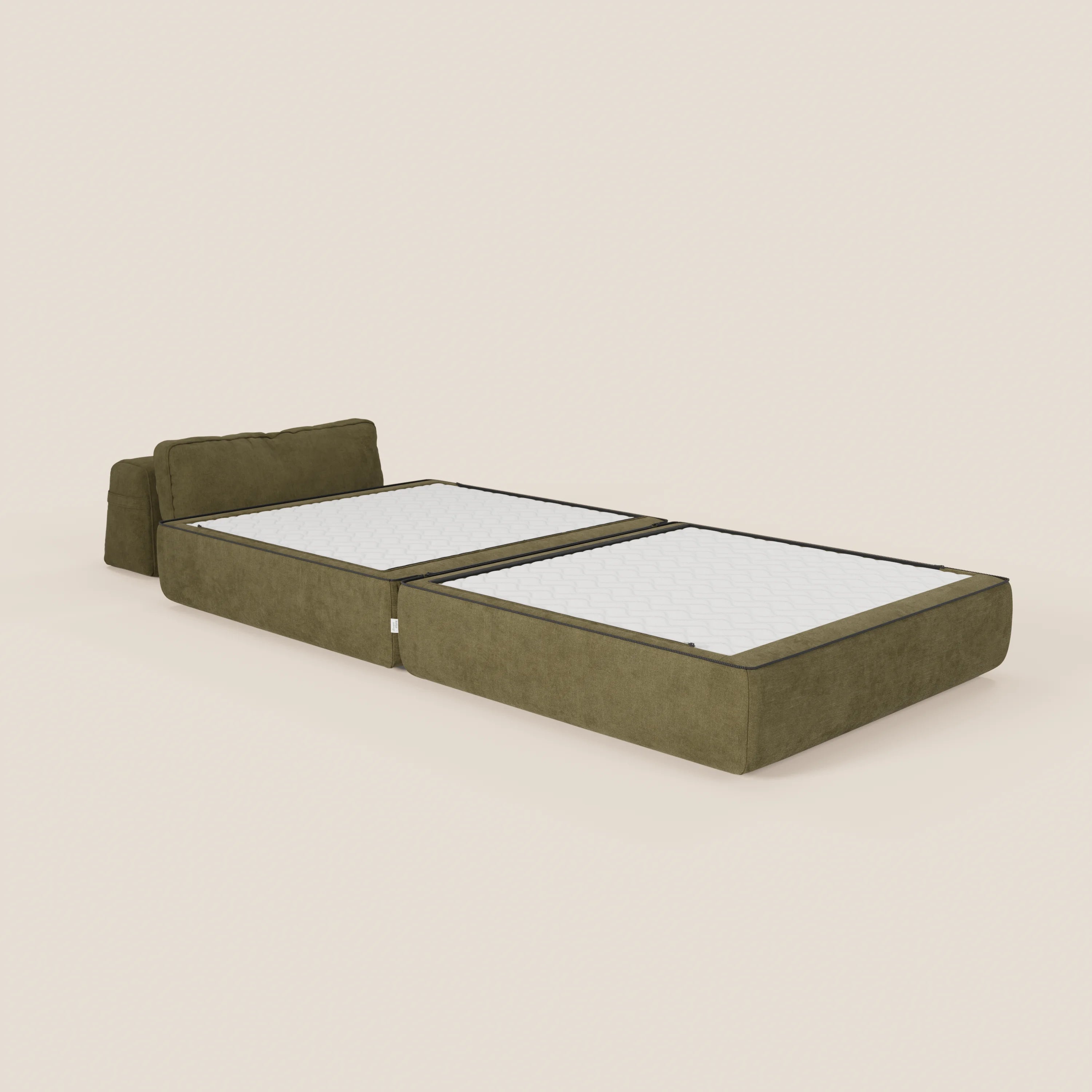 La poltrona letto Rift di Divani.Store è dotata di schienale mobile, tessuto T31 antimacchia e doppio materasso in memory foam alto 22 cm per letto singolo 100x200 comfort: è un moderno letto da giorno e una comoda soluzione per dormire.