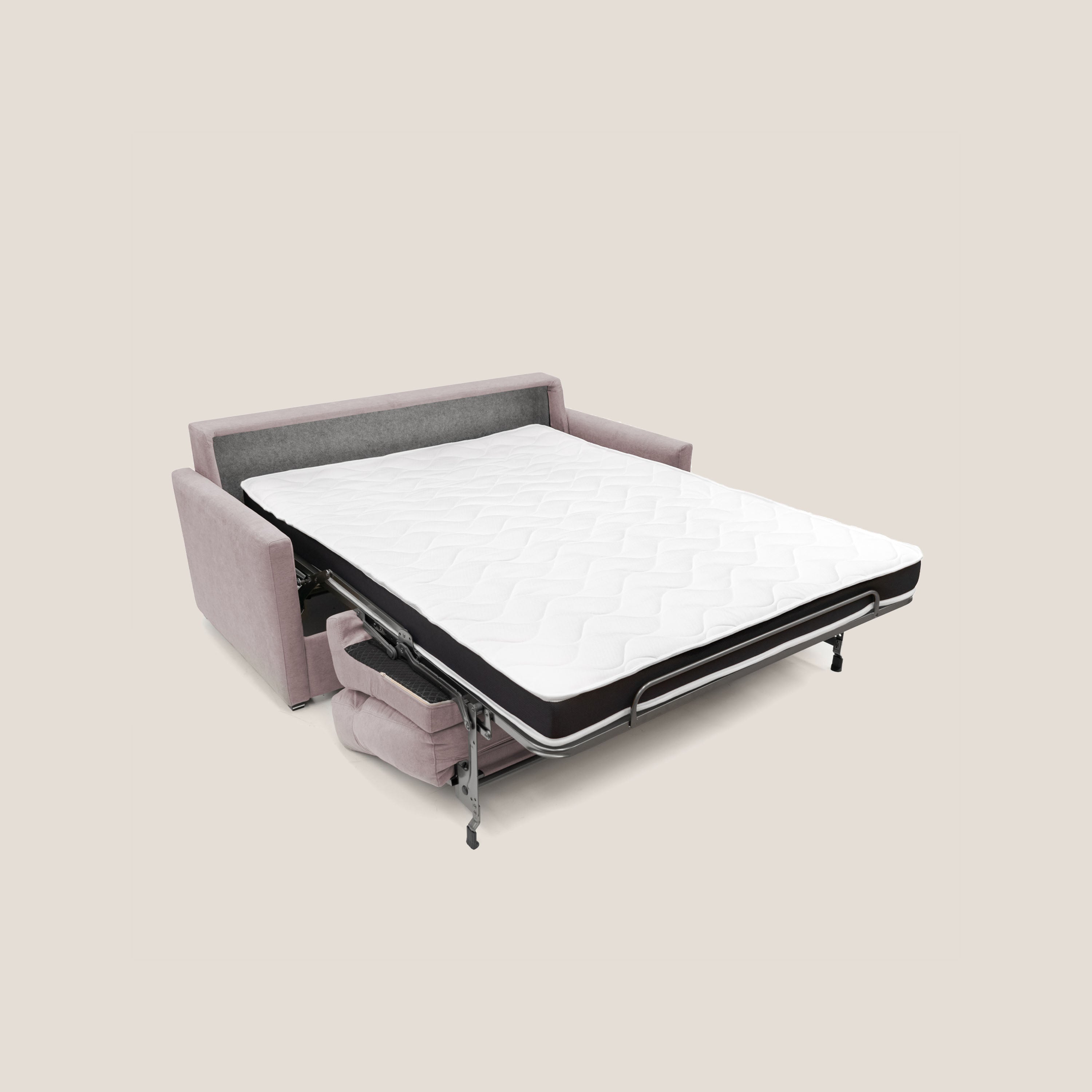 Margot Divano letto matrimoniale con schienale morbido alto in tessuto T02 rosa - divani.store