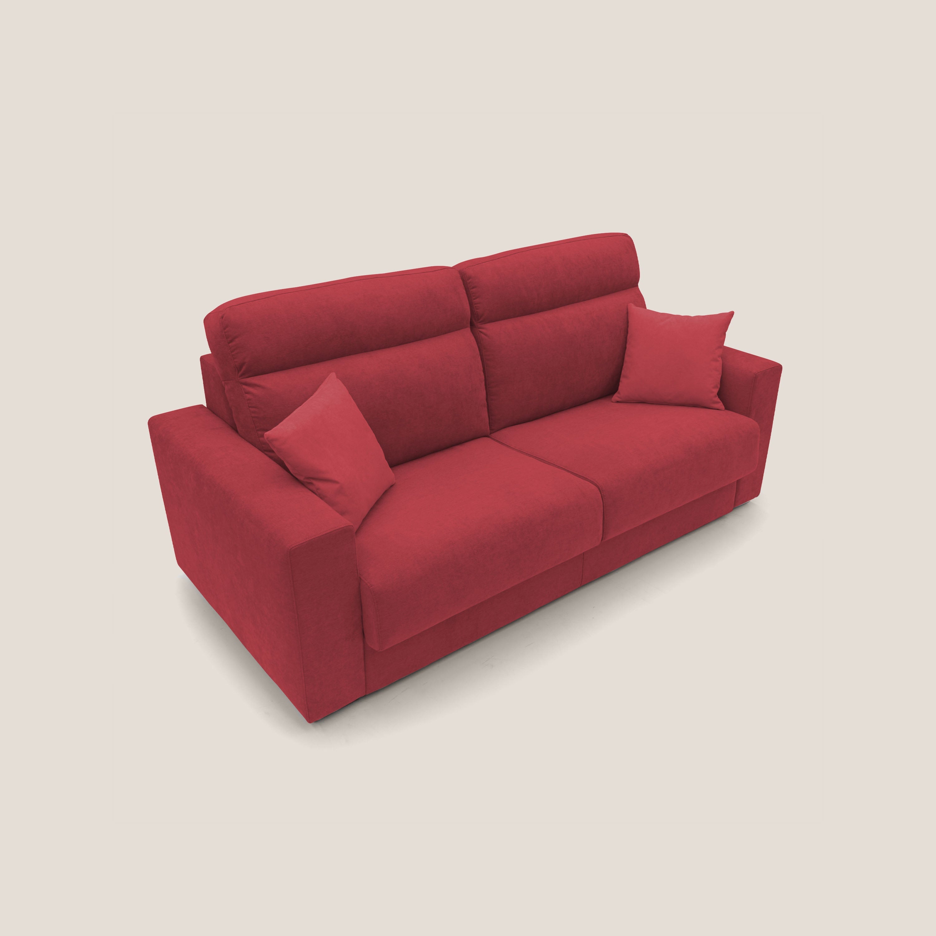 Nikita Divano letto matrimoniale con schienale morbido alto e rivestimento T02 rosso - divani.store