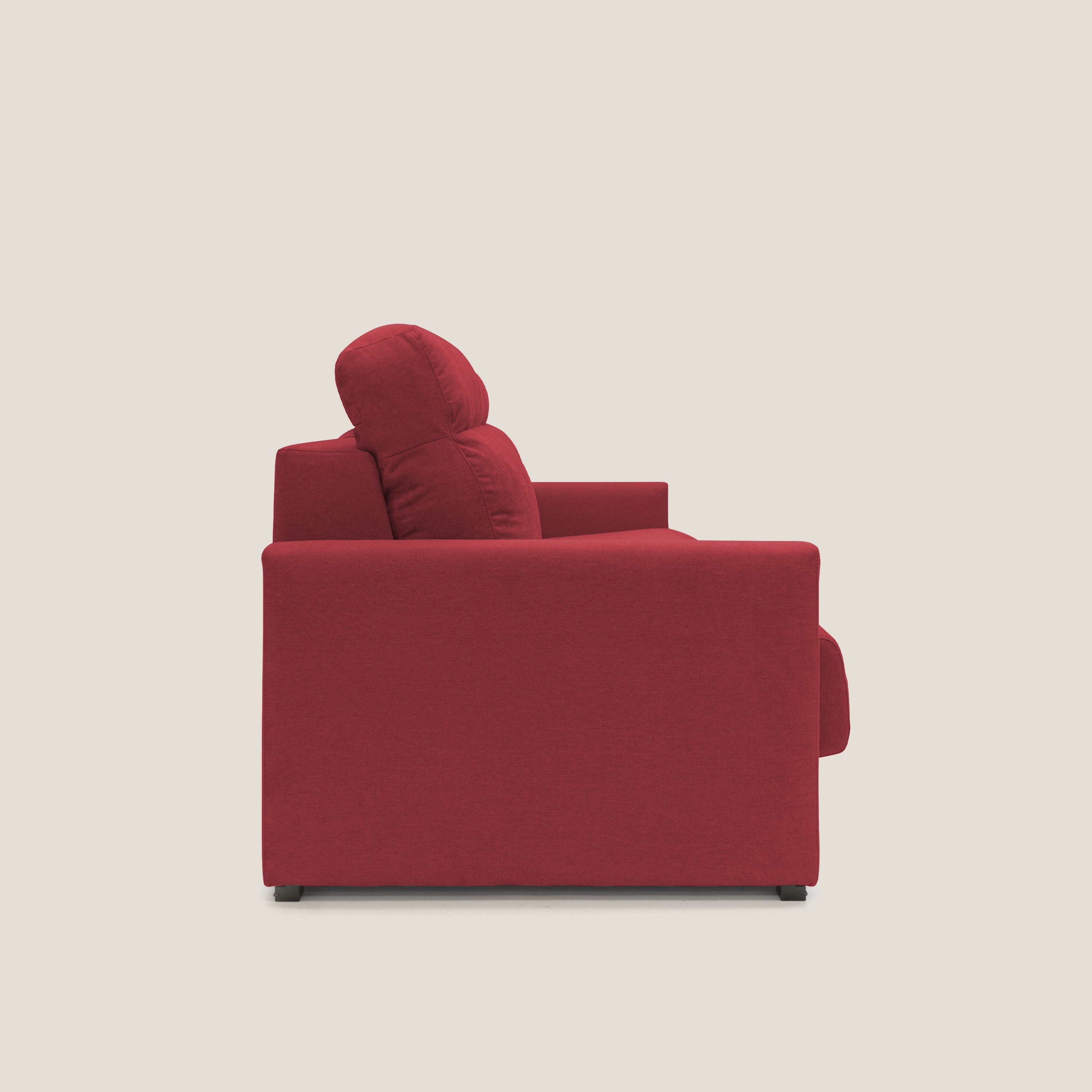 Margot Divano letto matrimoniale con schienale morbido alto in tessuto T02 rosso - divani.store
