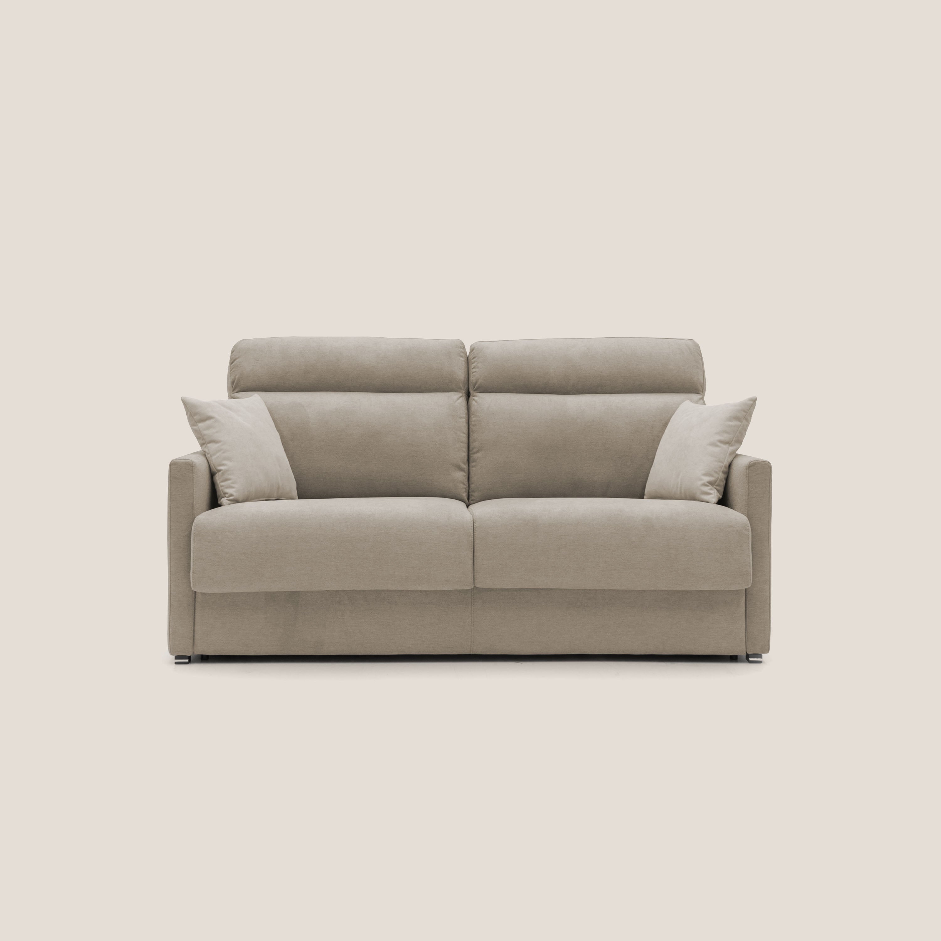 Margot Divano letto matrimoniale con schienale morbido alto in tessuto T02 beige - divani.store