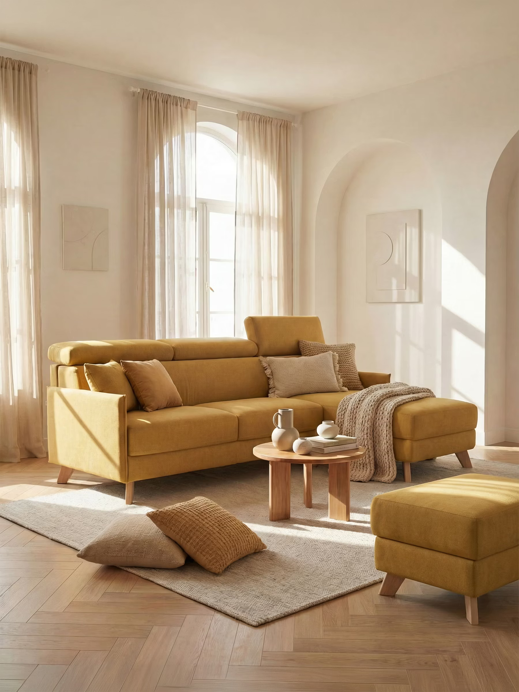 Sole Divano letto matrimoniale angolare con penisola contenitore e poggiatesta reclinabili - tessuto smacchiabile T23