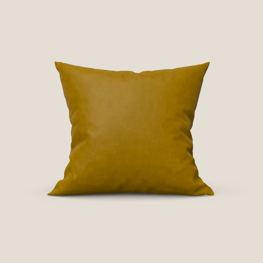 Rotterdam cuscino disponibile in diversi colori realizzato in microfibra effetto velluto raso impermeabile T09 giallo - divani.store
