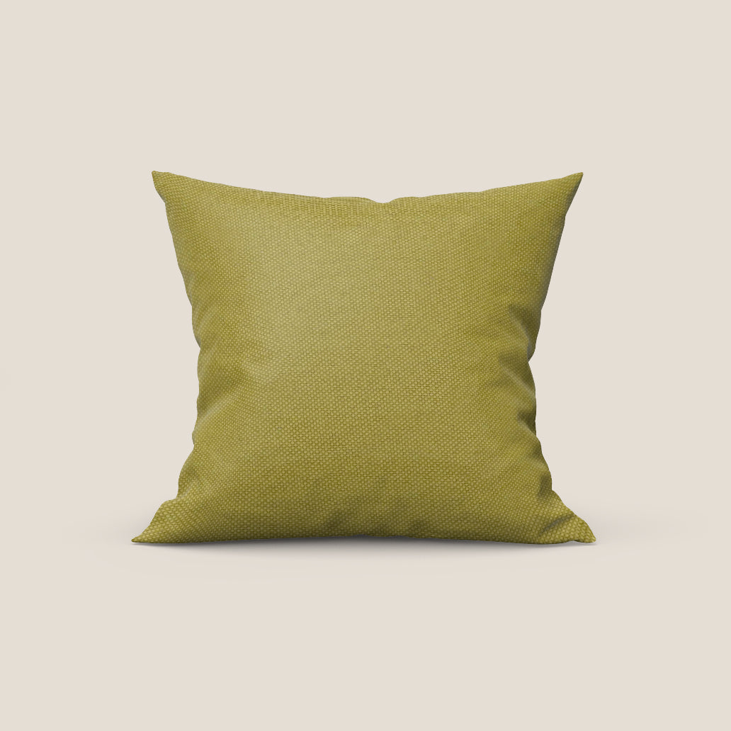 Honey cuscino disponibile in diversi colori realizzato in tessuto simil cotone impermeabile T13 giallo - divani.store