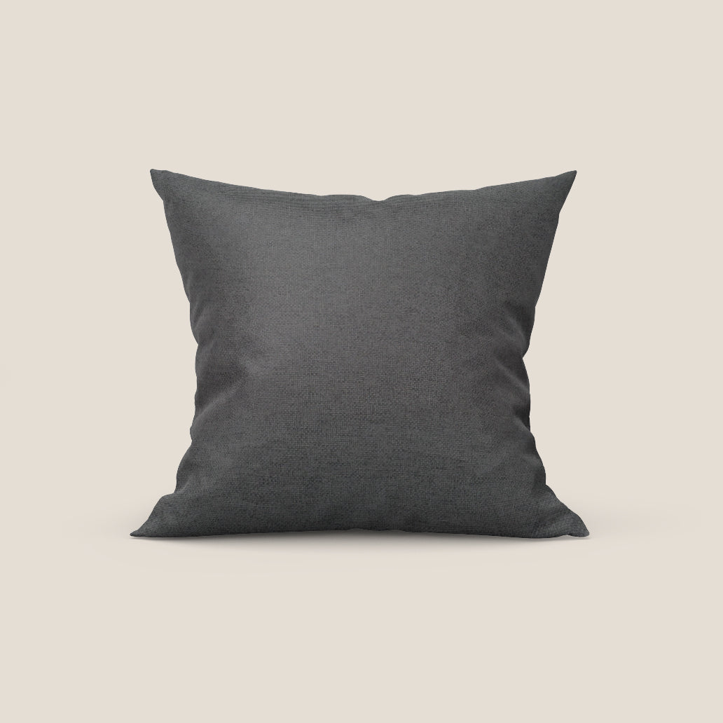 Tobago cuscino disponibile in diversi colori realizzato in tessuto fiammato simil cotone impermeabile T19 antracite - divani.store