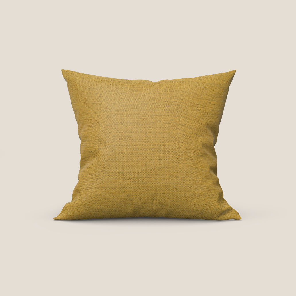 Tobago cuscino disponibile in diversi colori realizzato in tessuto fiammato simil cotone impermeabile T19 giallo - divani.store