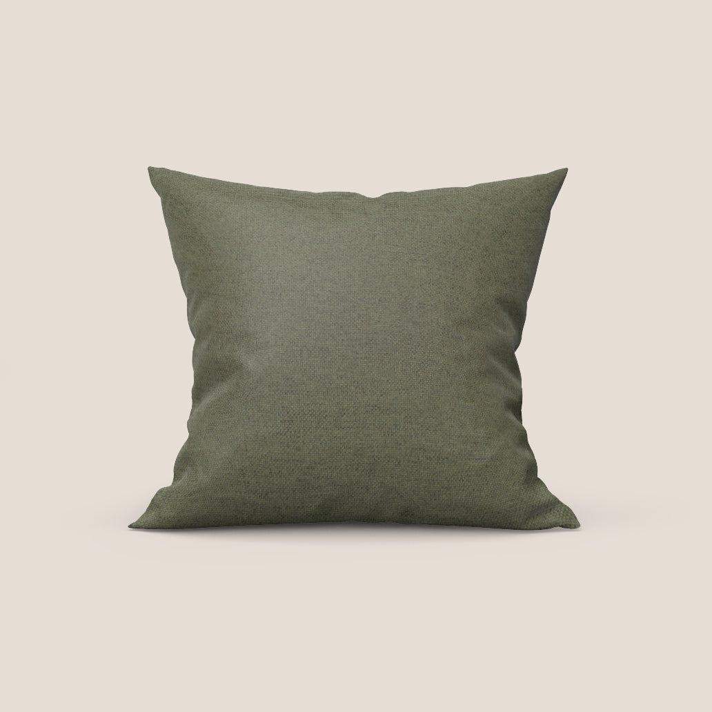 Tobago cuscino disponibile in diversi colori realizzato in tessuto fiammato simil cotone impermeabile T19 verde - divani.store