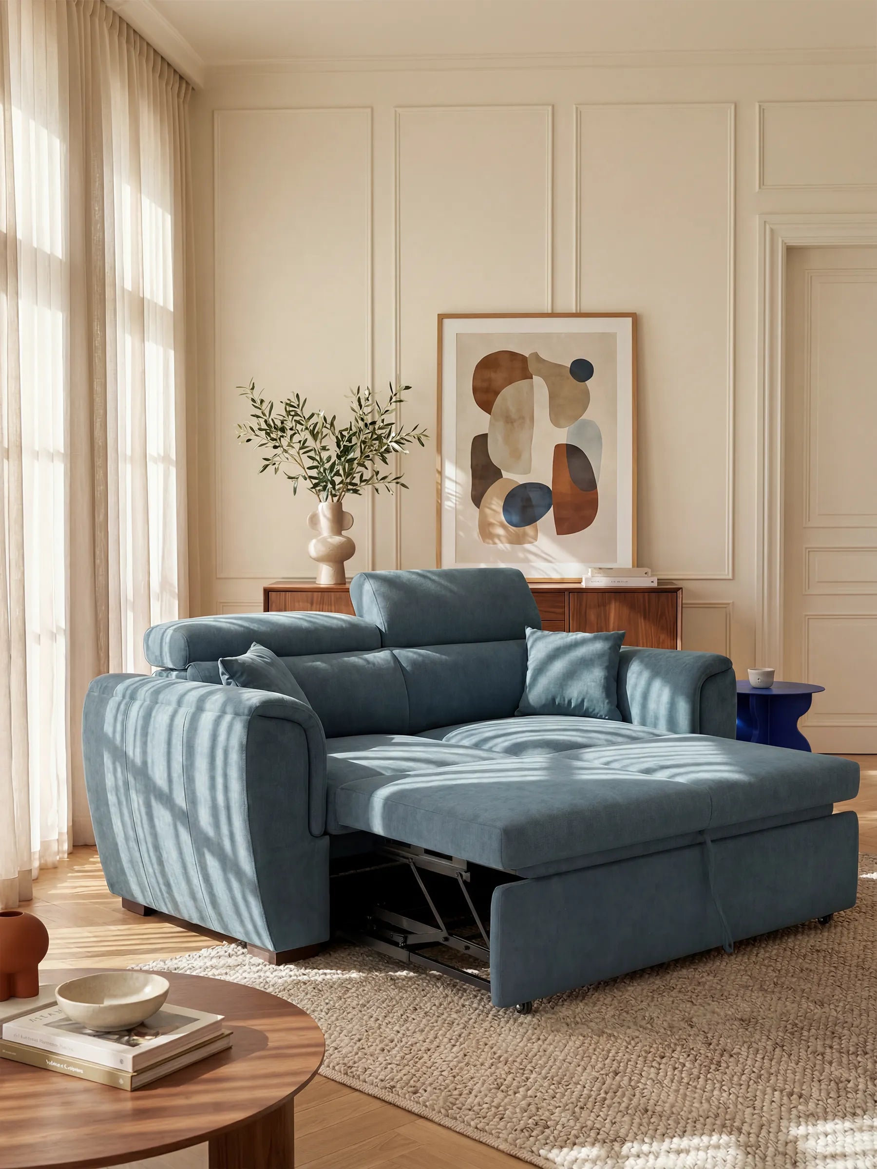 Titano 2-Sitzer-Ausziehsofa mit verstellbaren Kopfstützen aus schmutzabweisendem Oeko-Tex®-Stoff