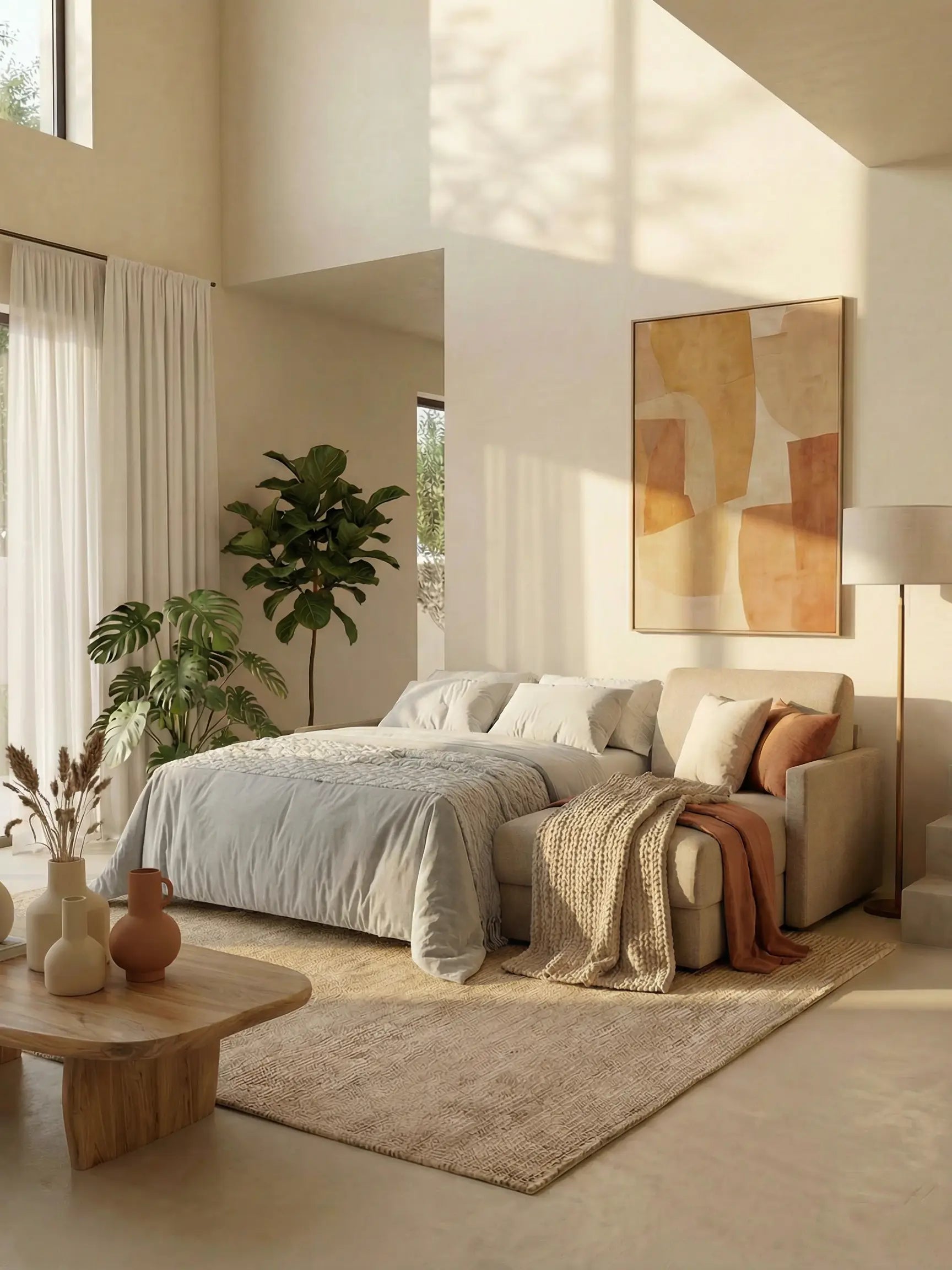 Tommy Divano Letto con penisola contenitore - design minimal e sfoderabile in tessuto smacchiabile simil cotone T33