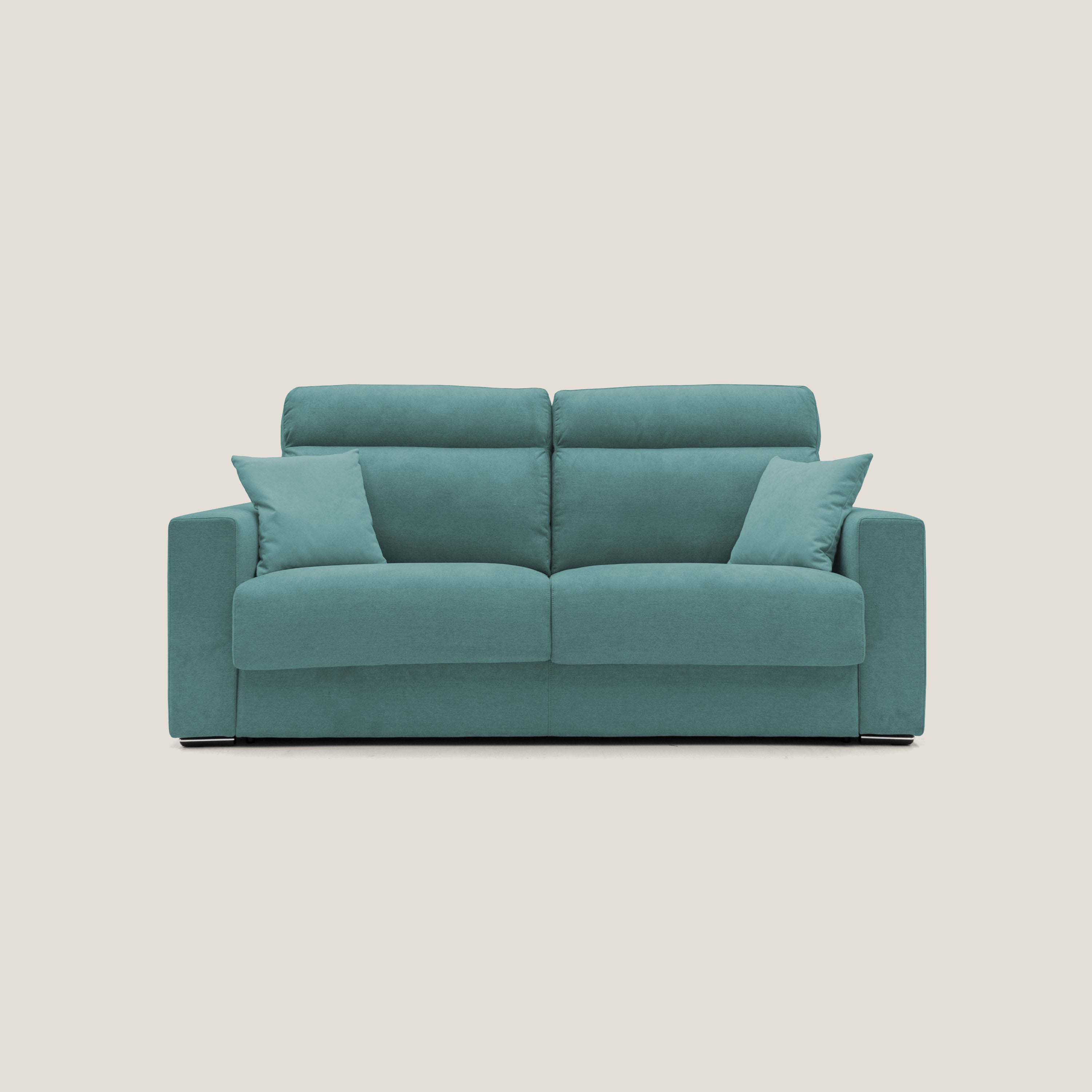 Nikita Divano letto matrimoniale con schienale morbido alto e rivestimento T02 petrolio - divani.store