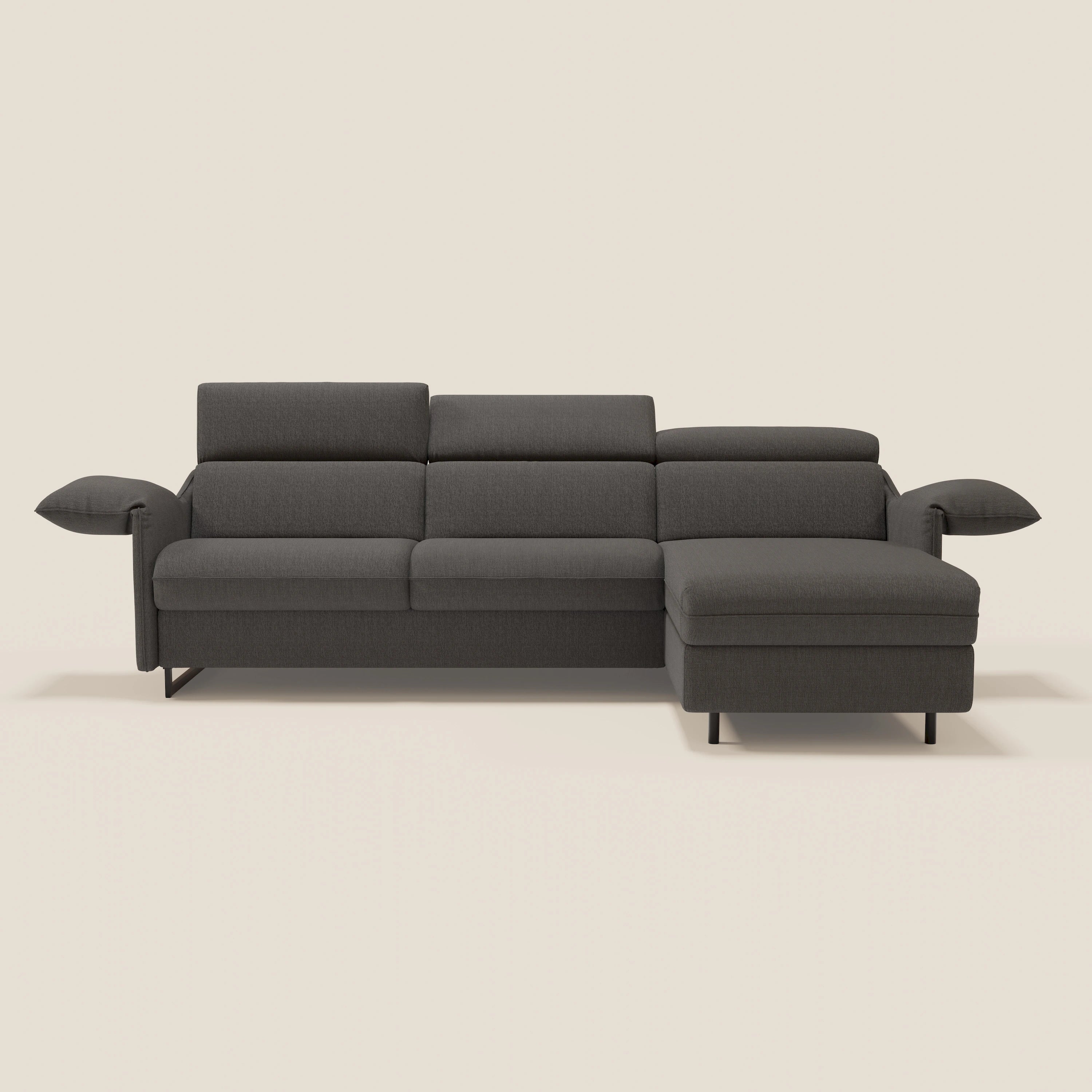 Violetta Divano Letto Angolare con Penisola contenitore, Poggiatesta e Materasso Alto H18 in tessuto impermeabile T13 - divani.store