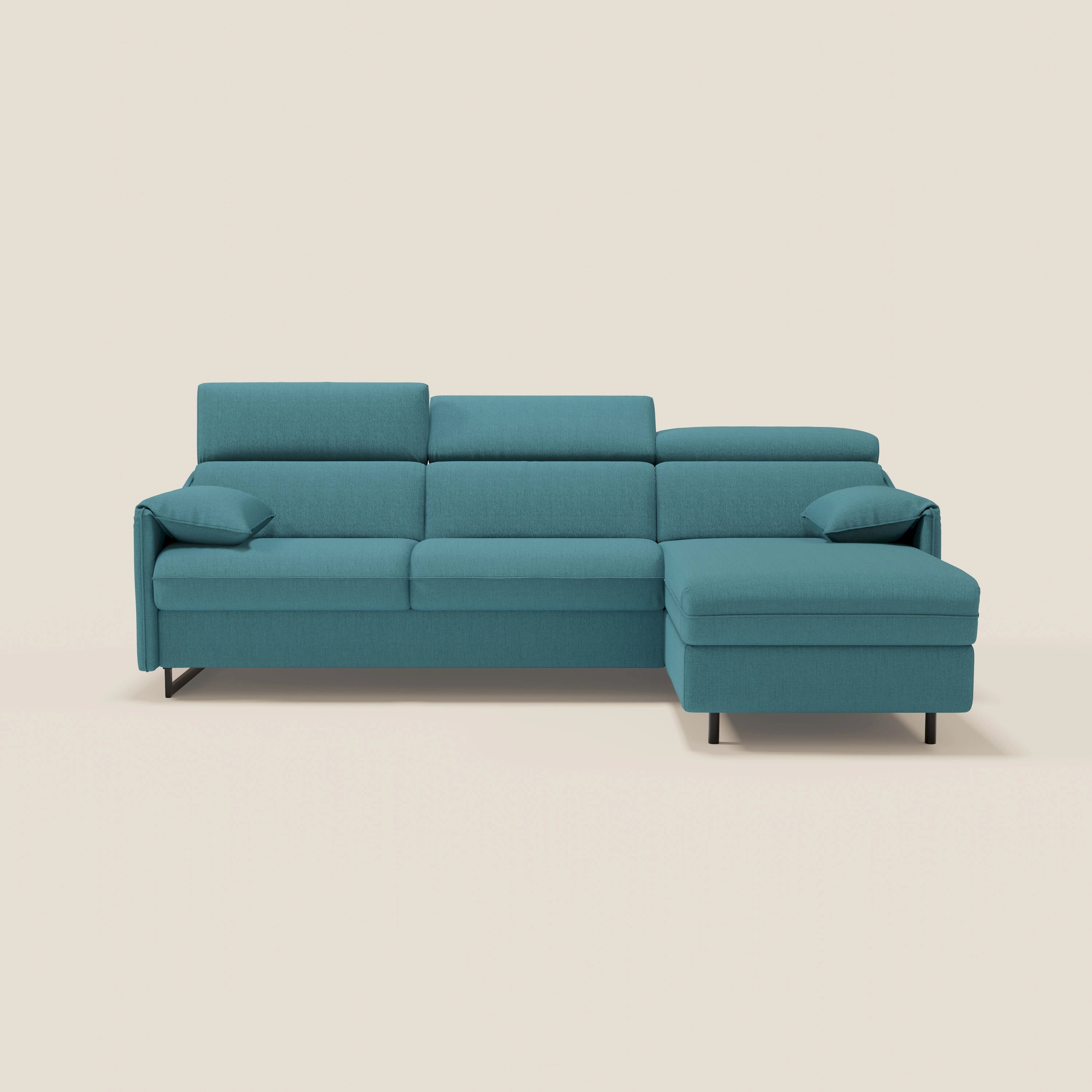 Violetta Divano Letto Angolare con Penisola contenitore, Poggiatesta e Materasso Alto H18 in tessuto impermeabile T13 - divani.store