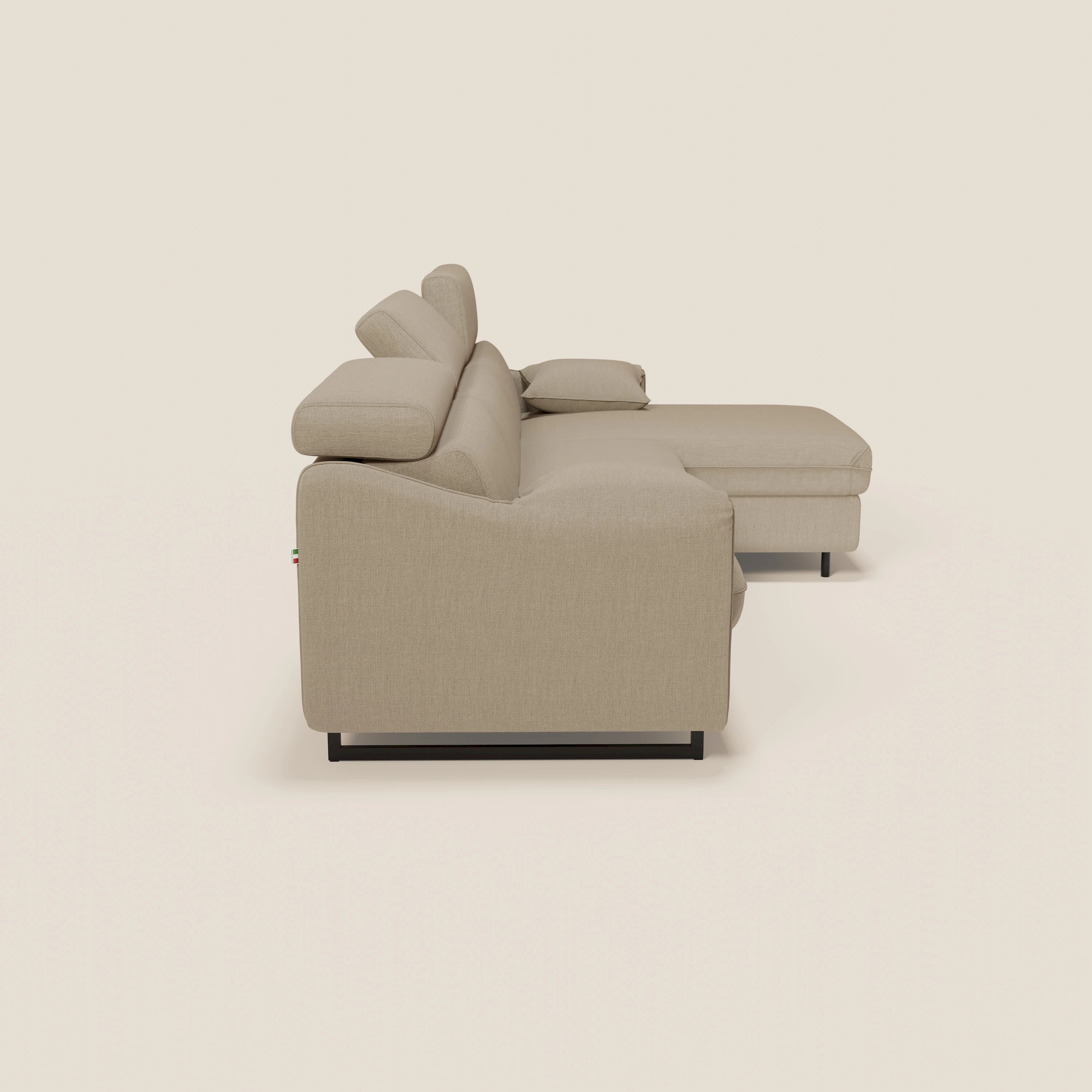 Violetta Divano Letto Angolare con Penisola contenitore, Poggiatesta e Materasso Alto H18 in tessuto impermeabile T13 - divani.store