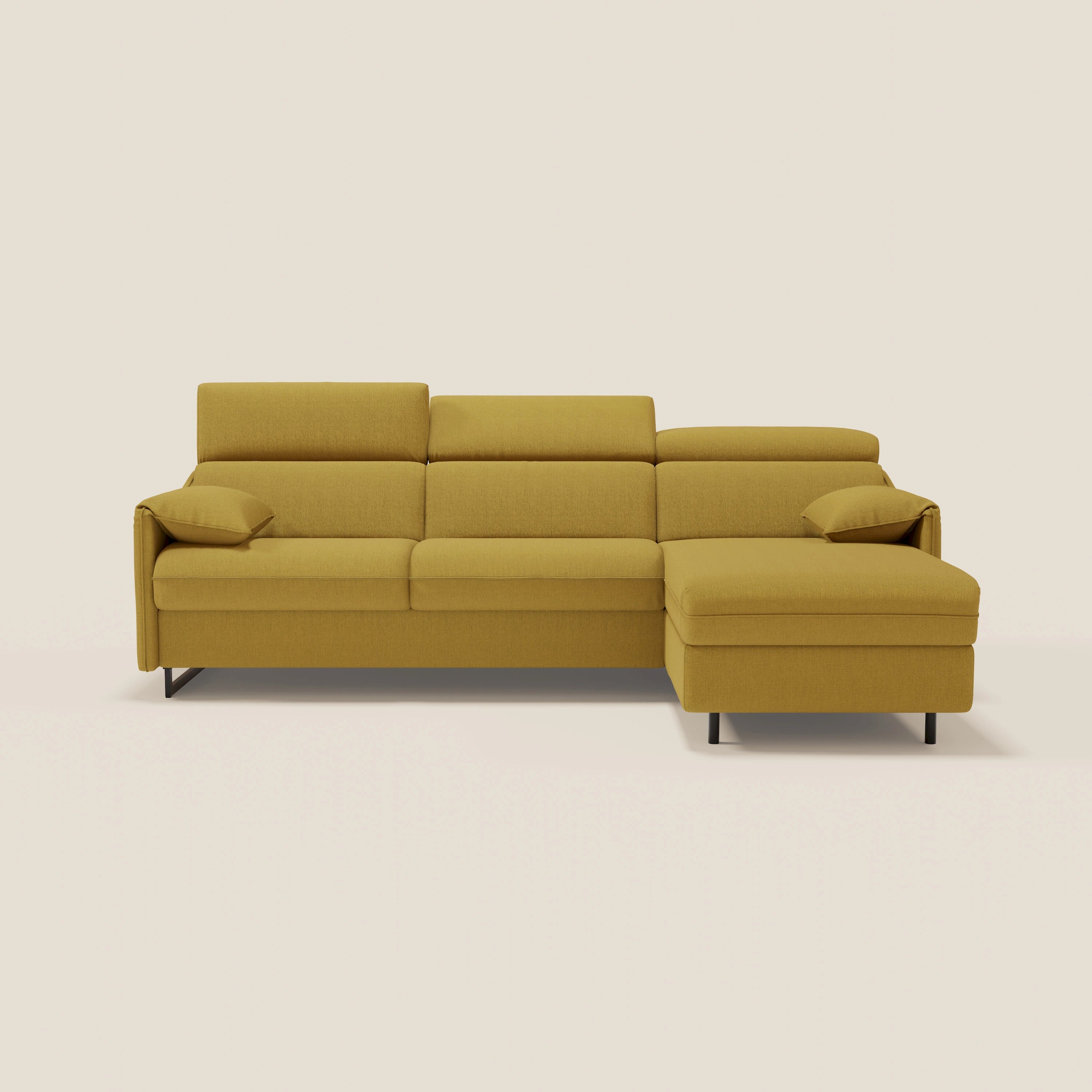 Violetta Divano Letto Angolare con Penisola contenitore, Poggiatesta e Materasso Alto H18 in tessuto impermeabile T13 - divani.store