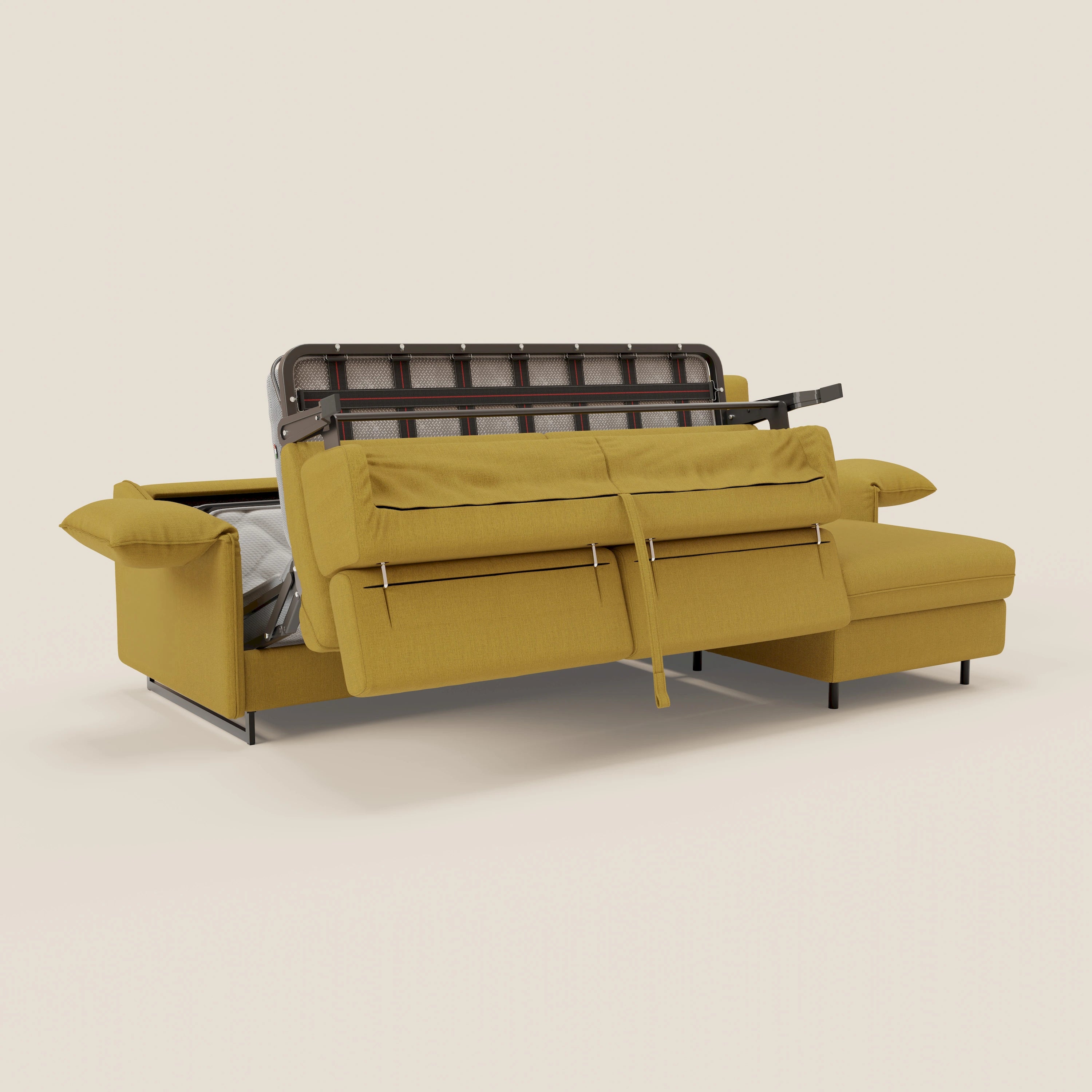 Violetta Divano Letto Angolare con Penisola contenitore, Poggiatesta e Materasso Alto H18 in tessuto impermeabile T13 - divani.store