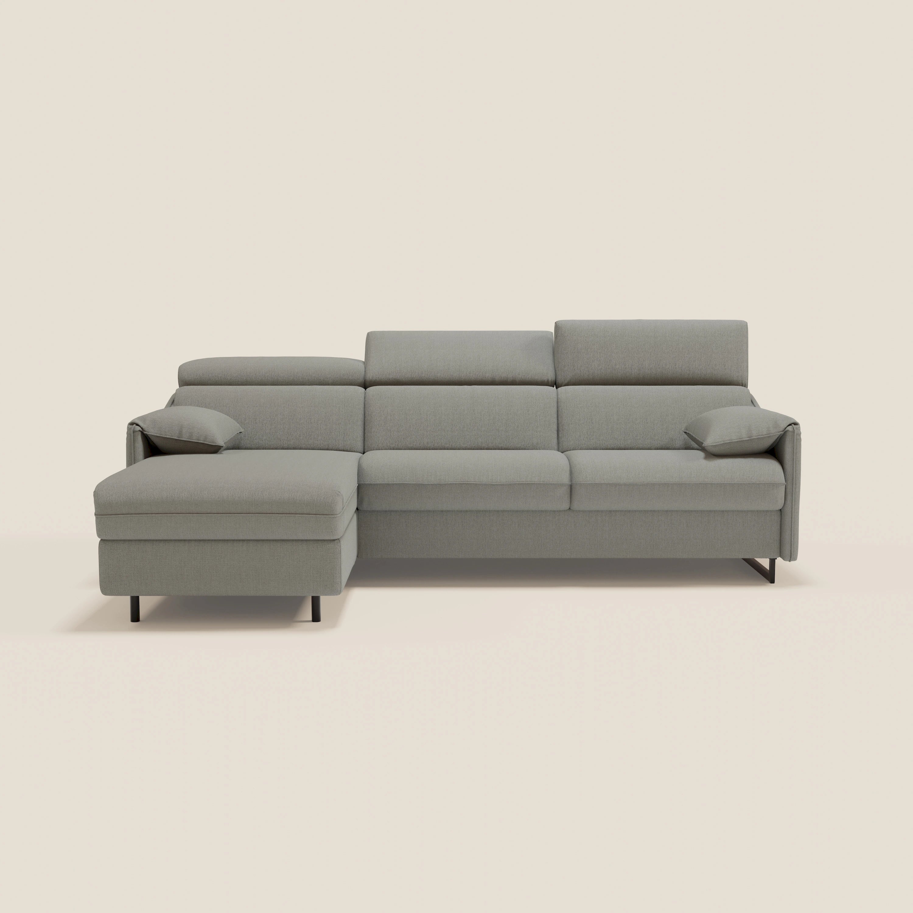 Violetta Divano Letto Angolare con Penisola contenitore, Poggiatesta e Materasso Alto H18 in tessuto impermeabile T13 - divani.store