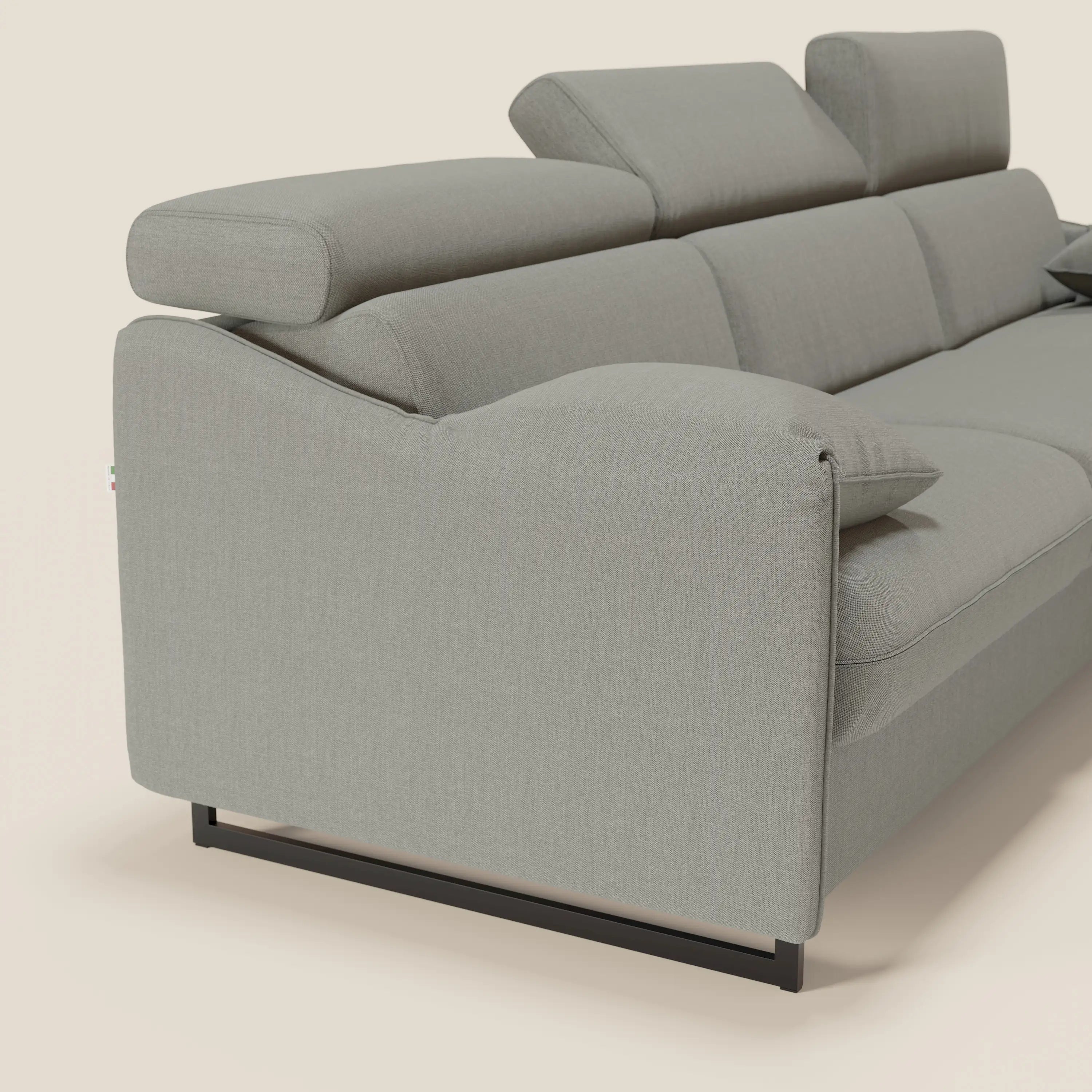 Violetta Divano Letto Angolare con Penisola contenitore, Poggiatesta e Materasso Alto H18 in tessuto impermeabile T13 - divani.store