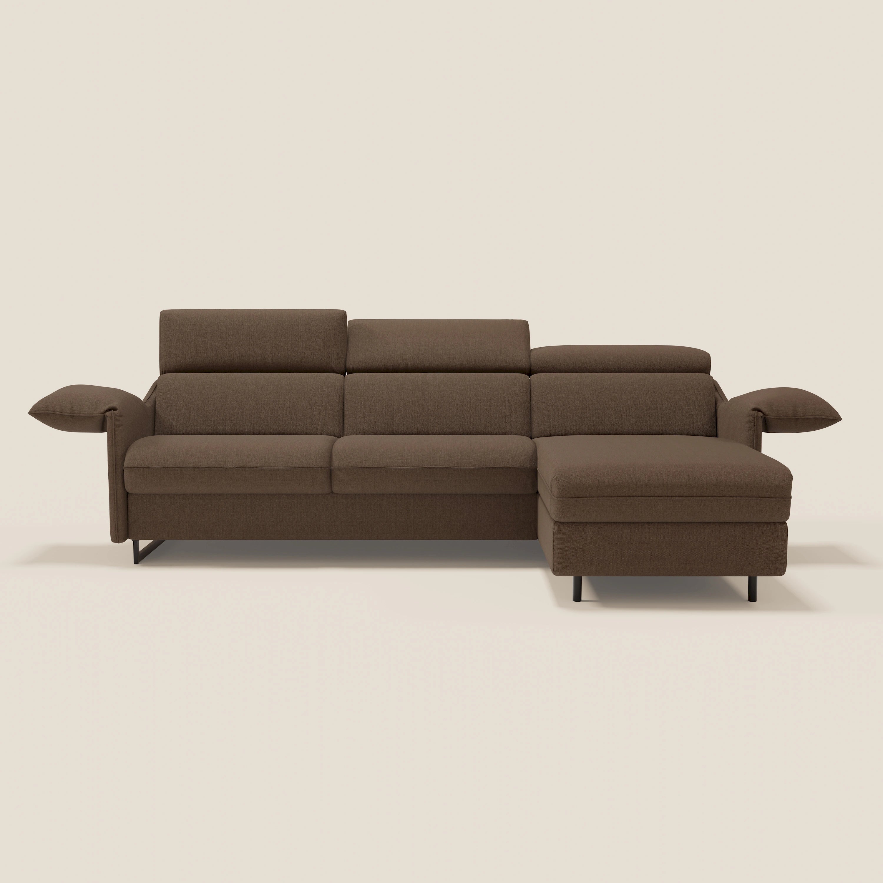 Violetta Divano Letto Angolare con Penisola contenitore, Poggiatesta e Materasso Alto H18 in tessuto impermeabile T13 - divani.store