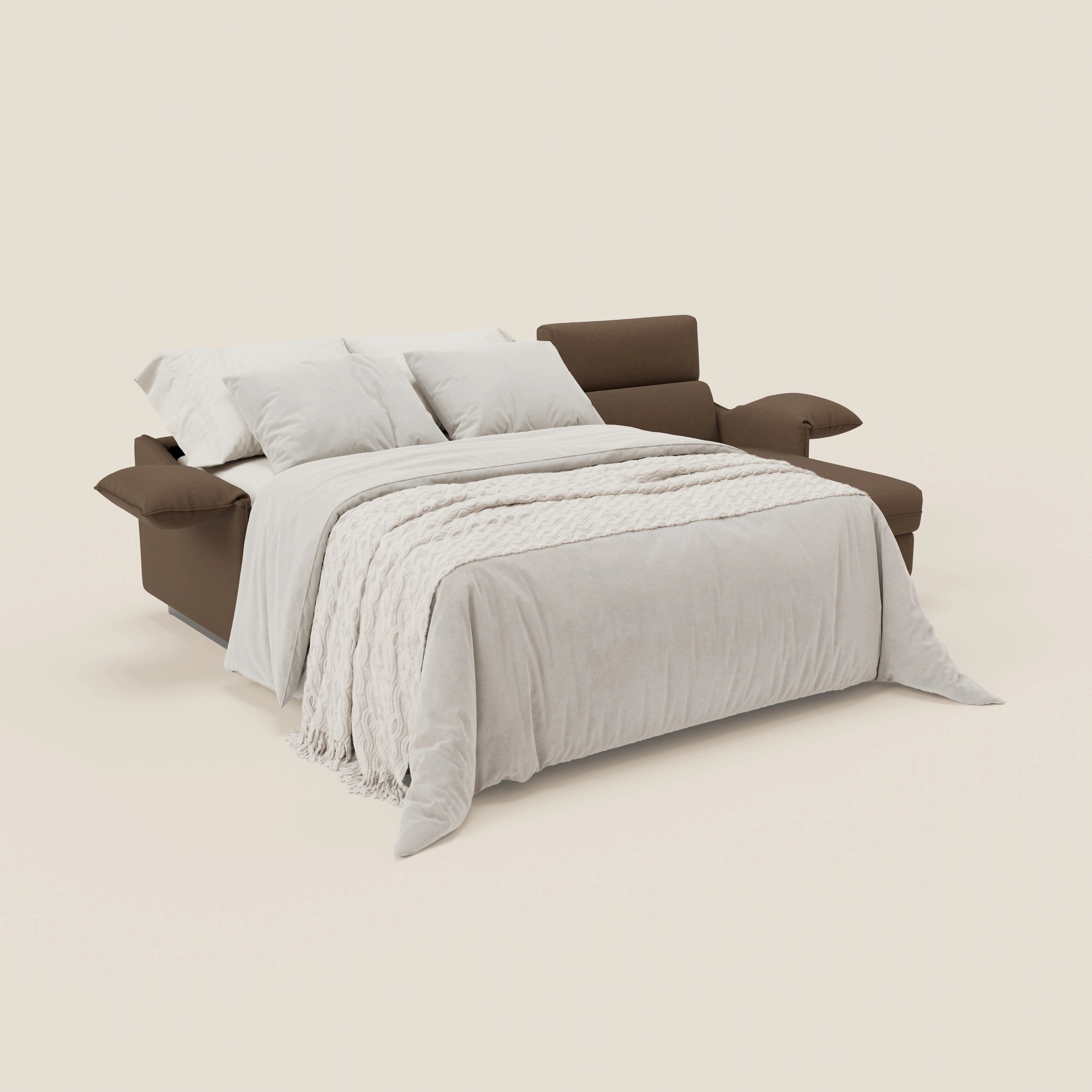 Violetta Divano Letto Angolare con Penisola contenitore, Poggiatesta e Materasso Alto H18 in tessuto impermeabile T13 - divani.store