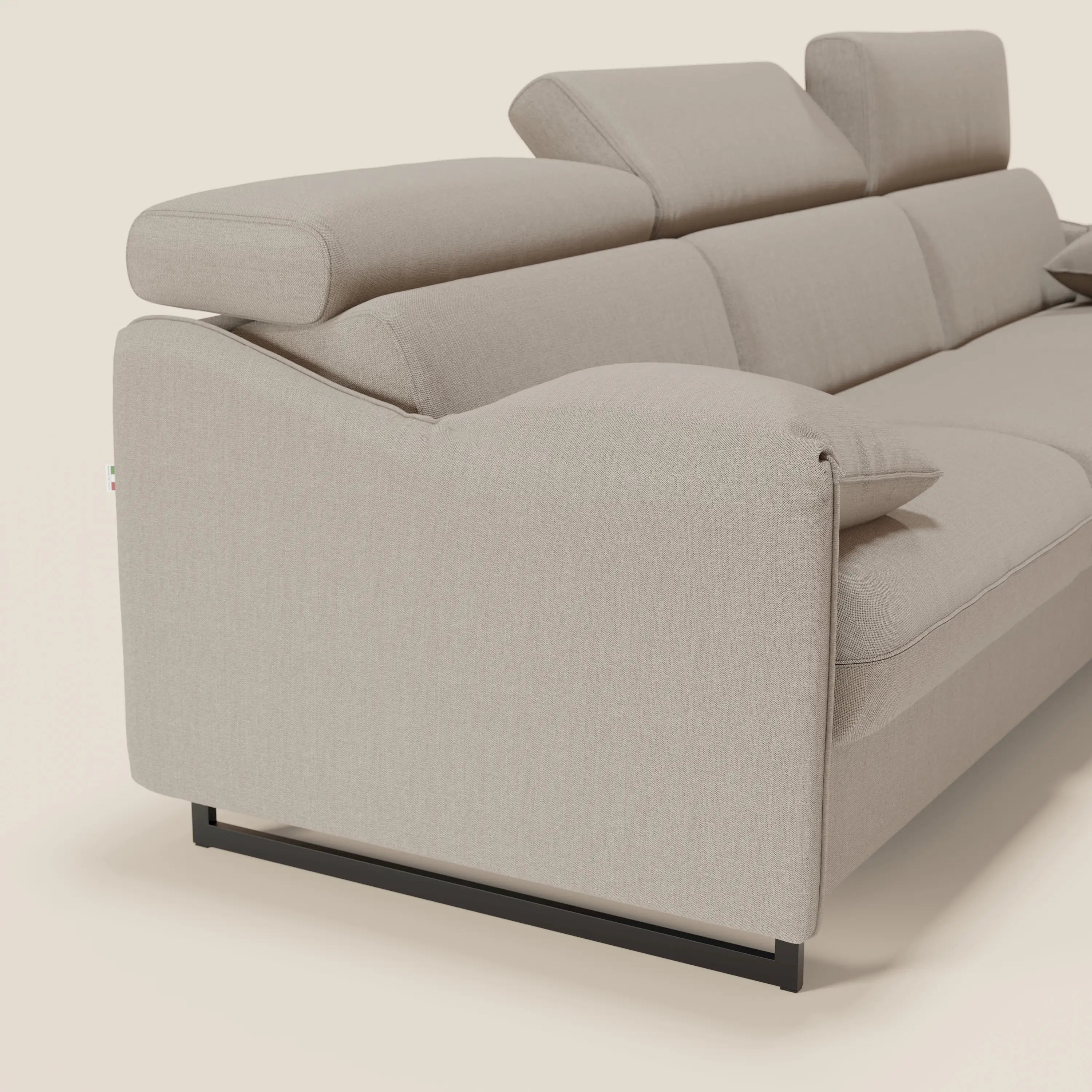 Violetta Divano Letto Angolare con Penisola contenitore, Poggiatesta e Materasso Alto H18 in tessuto impermeabile T13 - divani.store