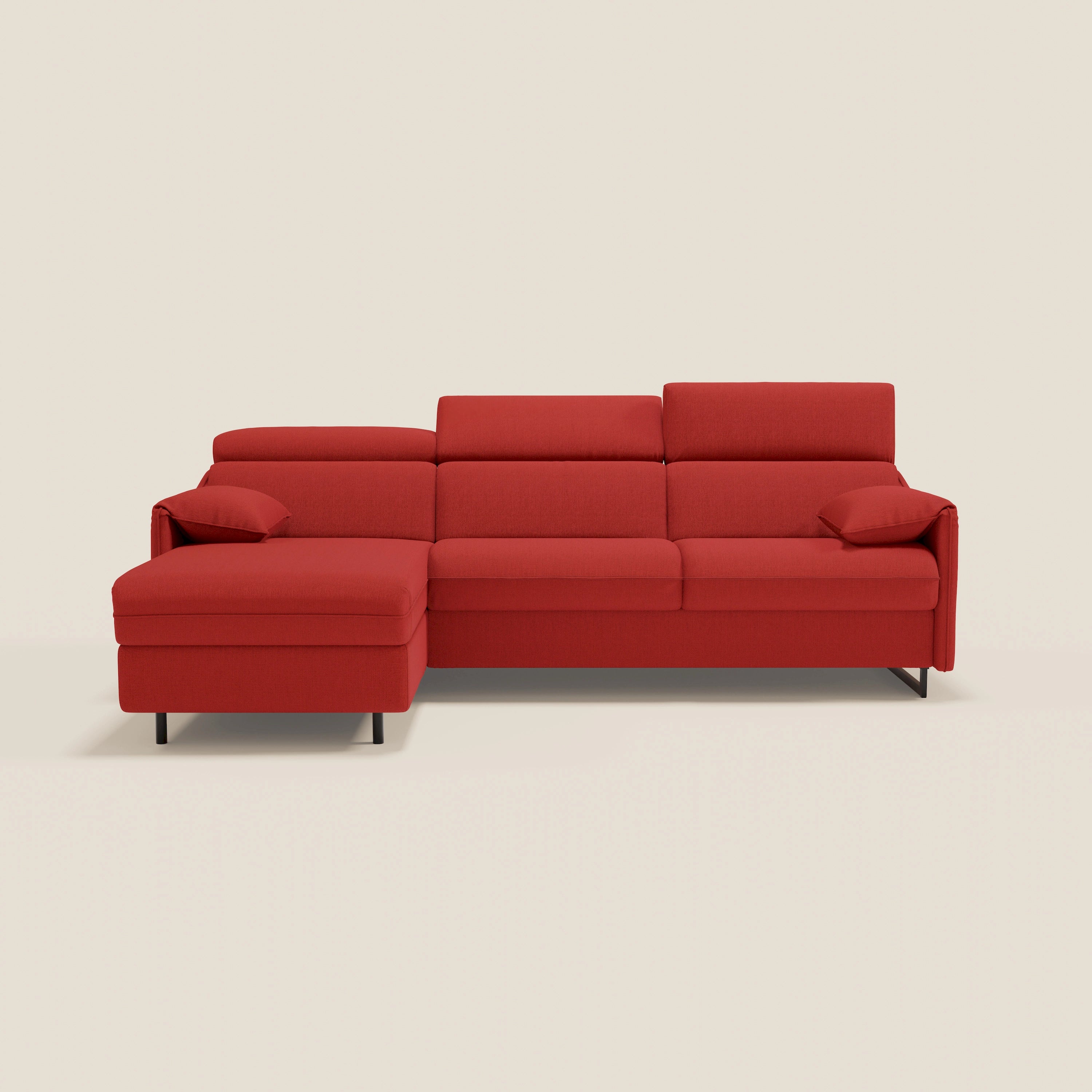 Violetta Divano Letto Angolare con Penisola contenitore, Poggiatesta e Materasso Alto H18 in tessuto impermeabile T13 - divani.store