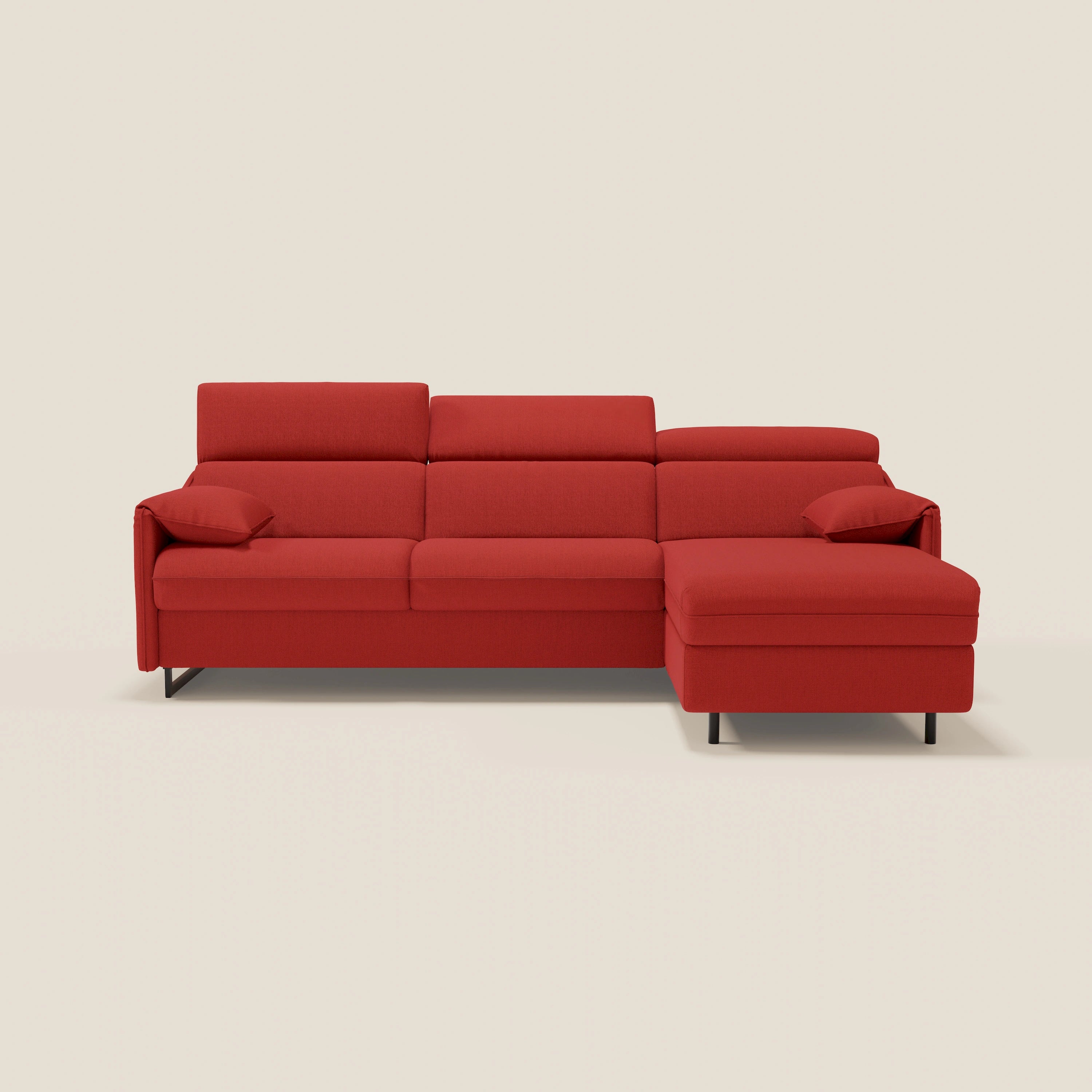 Violetta Divano Letto Angolare con Penisola contenitore, Poggiatesta e Materasso Alto H18 in tessuto impermeabile T13 - divani.store