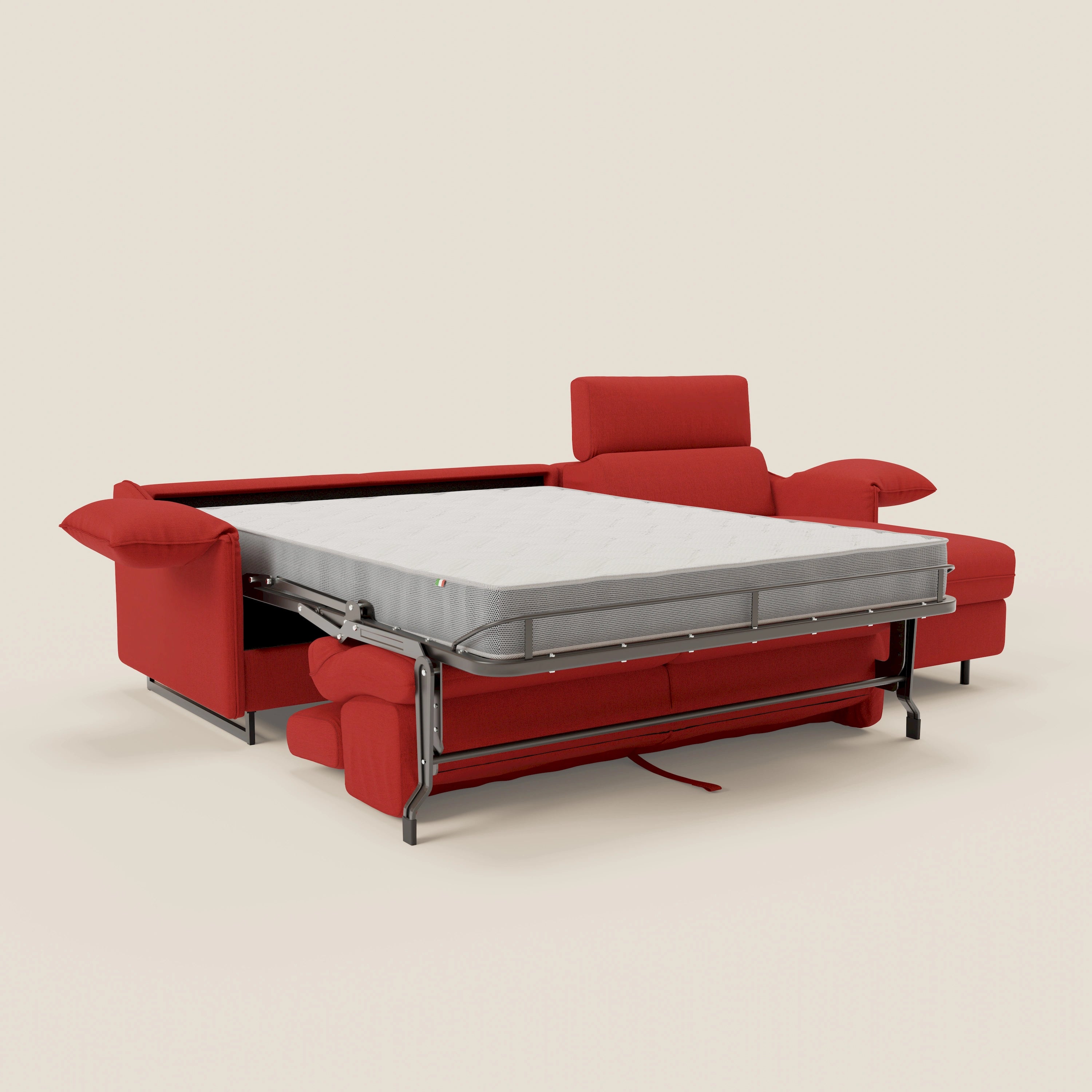 Violetta Divano Letto Angolare con Penisola contenitore, Poggiatesta e Materasso Alto H18 in tessuto impermeabile T13 - divani.store