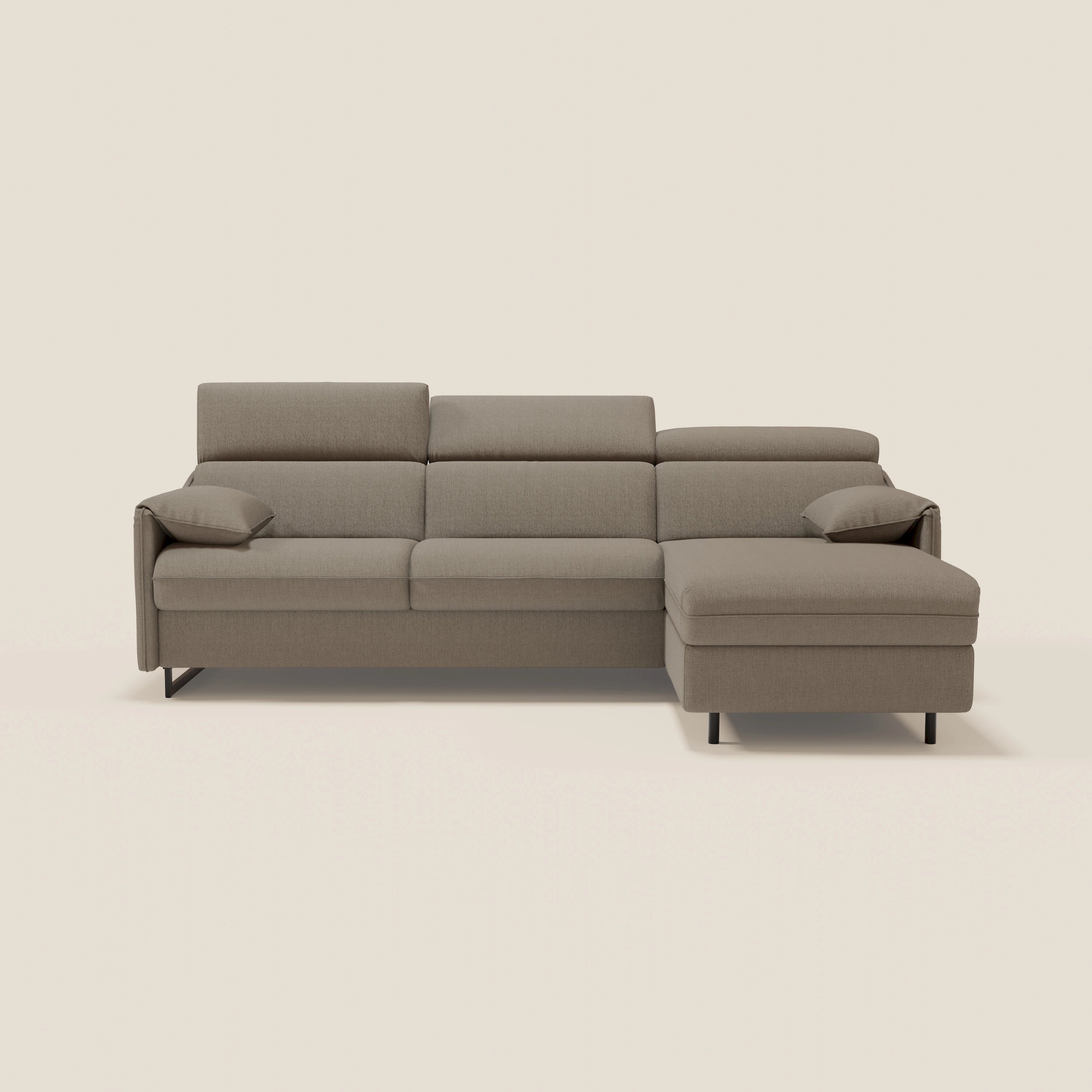 Violetta Divano Letto Angolare con Penisola contenitore, Poggiatesta e Materasso Alto H18 in tessuto impermeabile T13 - divani.store