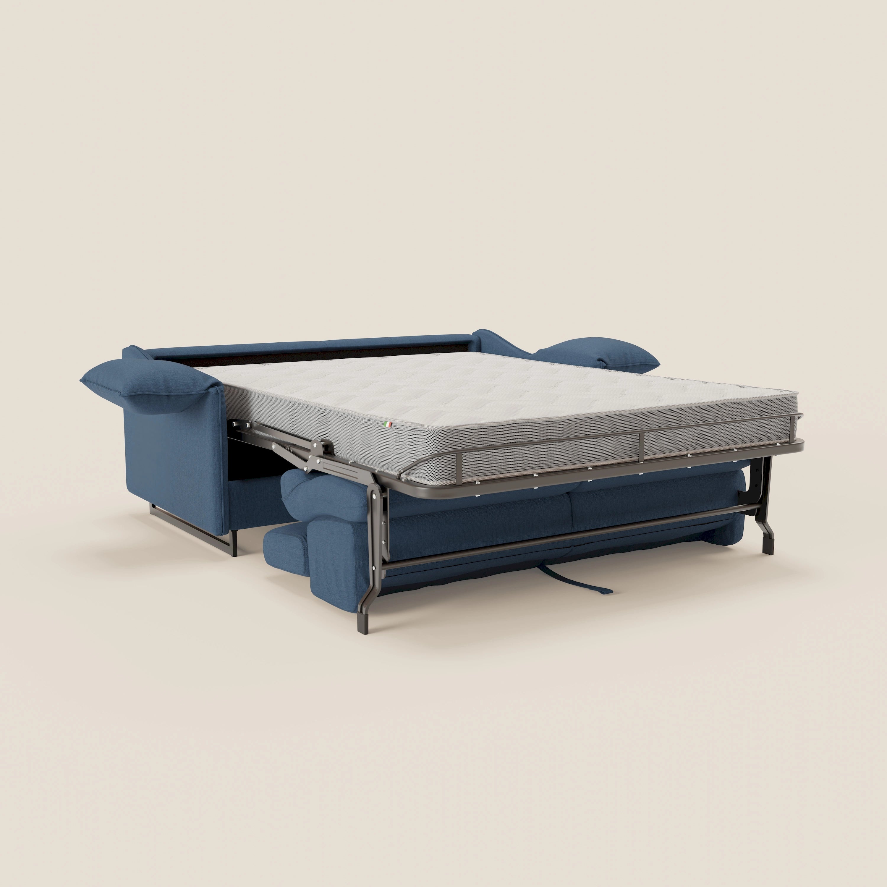 Violetta divano letto materasso H18 cm - poggiatesta reclinabili e braccioli mobili in tessuto impermeabile T13 - divani.store