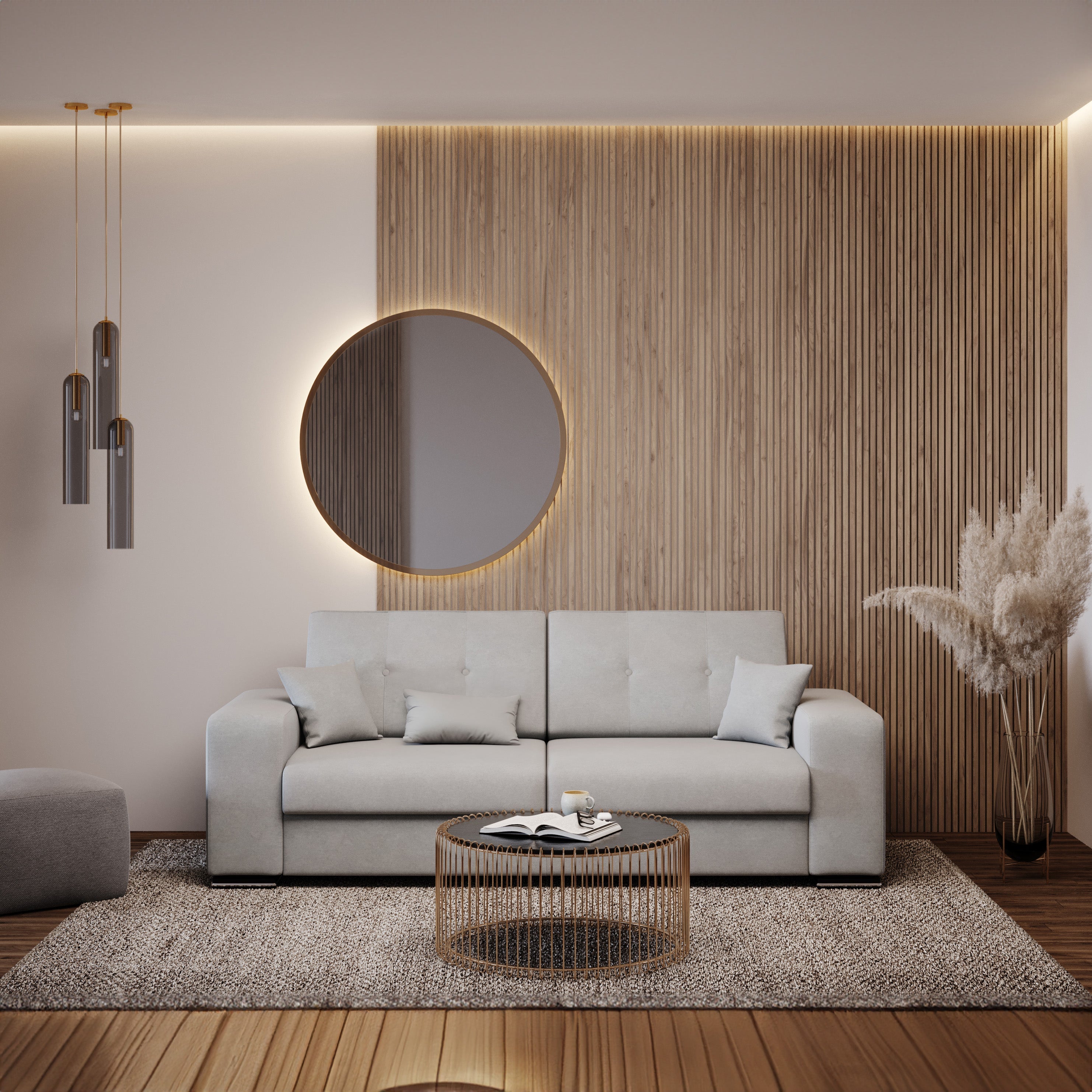 Giove divano in morbido tessuto impermeabile T02 beige - divani.store