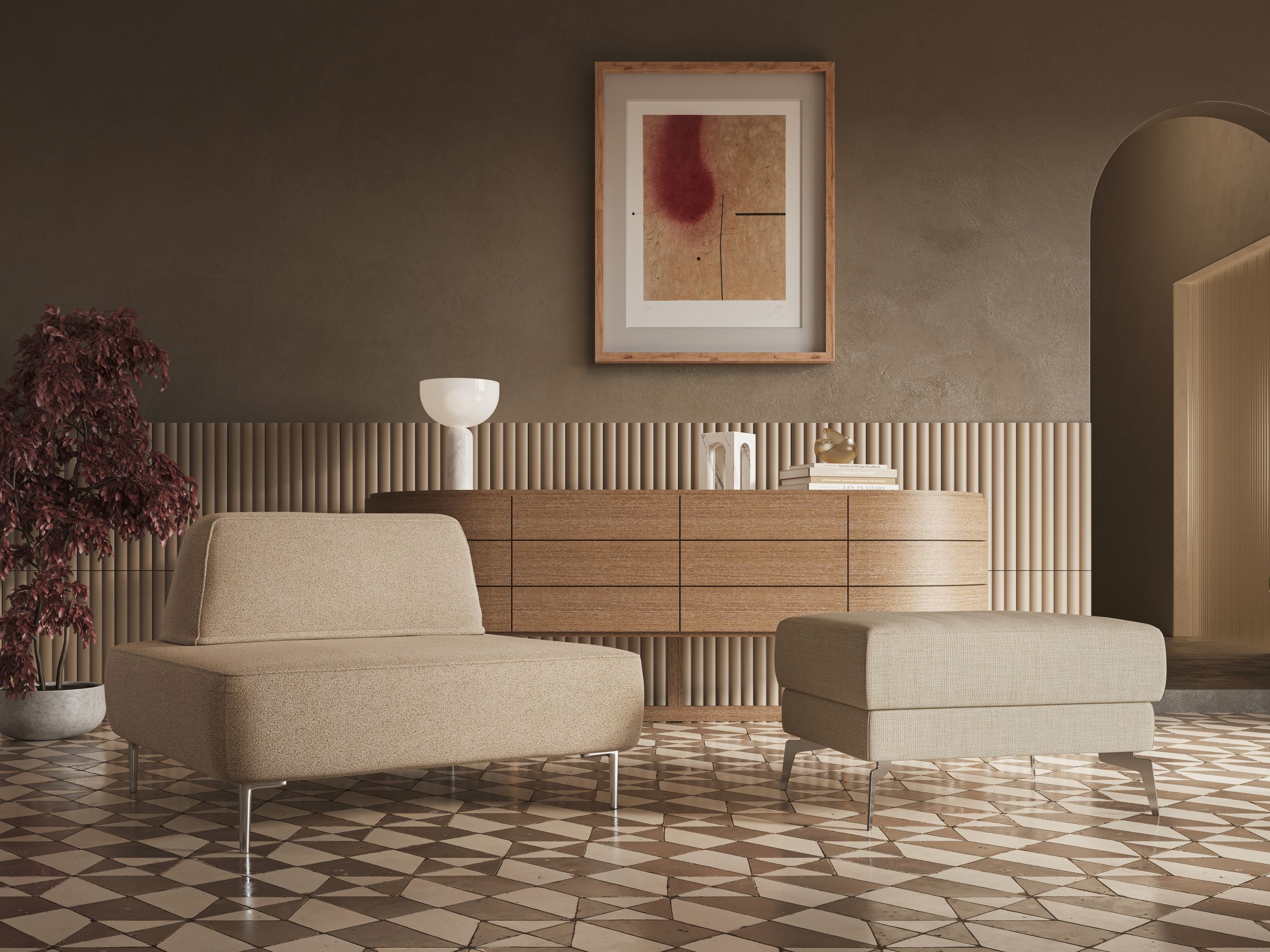 Newton poltrona modulare con schienali movibili T07 beige - divani.store