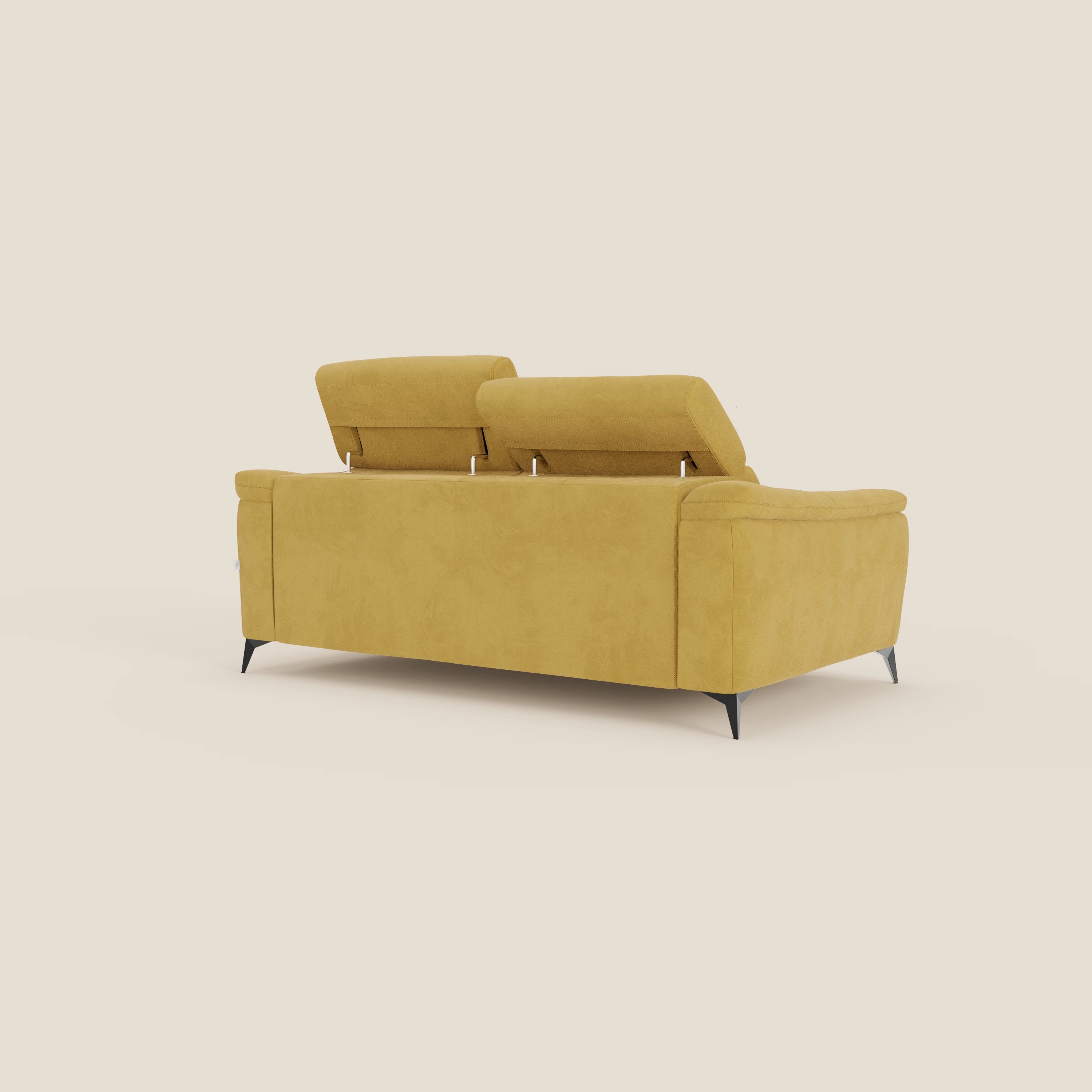Arcos 3-Sitzer-Sofa – hohe Füße und verstellbare Kopfstützen aus wasserabweisender Mikrofaser T11 gelb