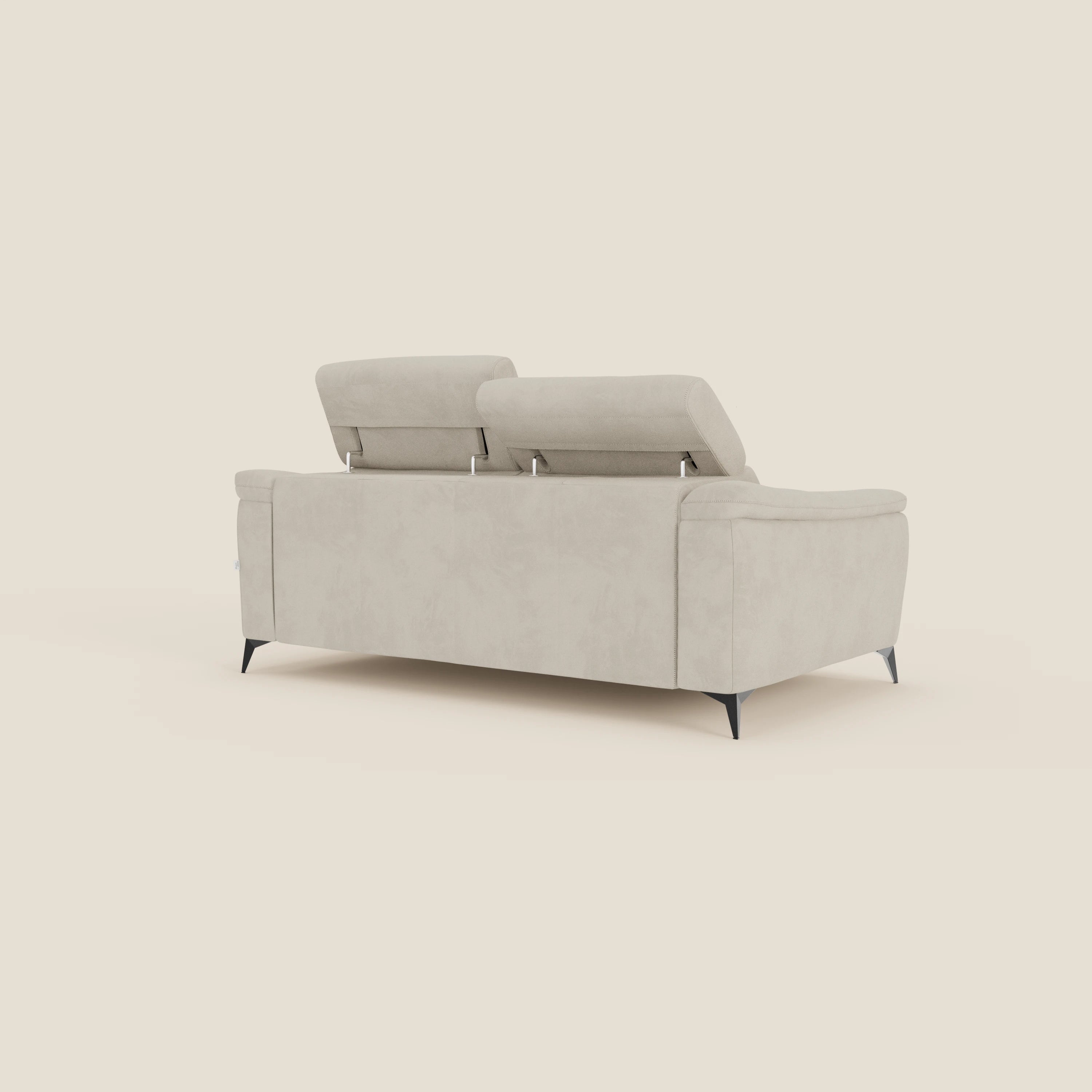 Arcos 3-Sitzer-Sofa – hohe Füße und verstellbare Kopfstützen aus wasserabweisender Mikrofaser T11 creme