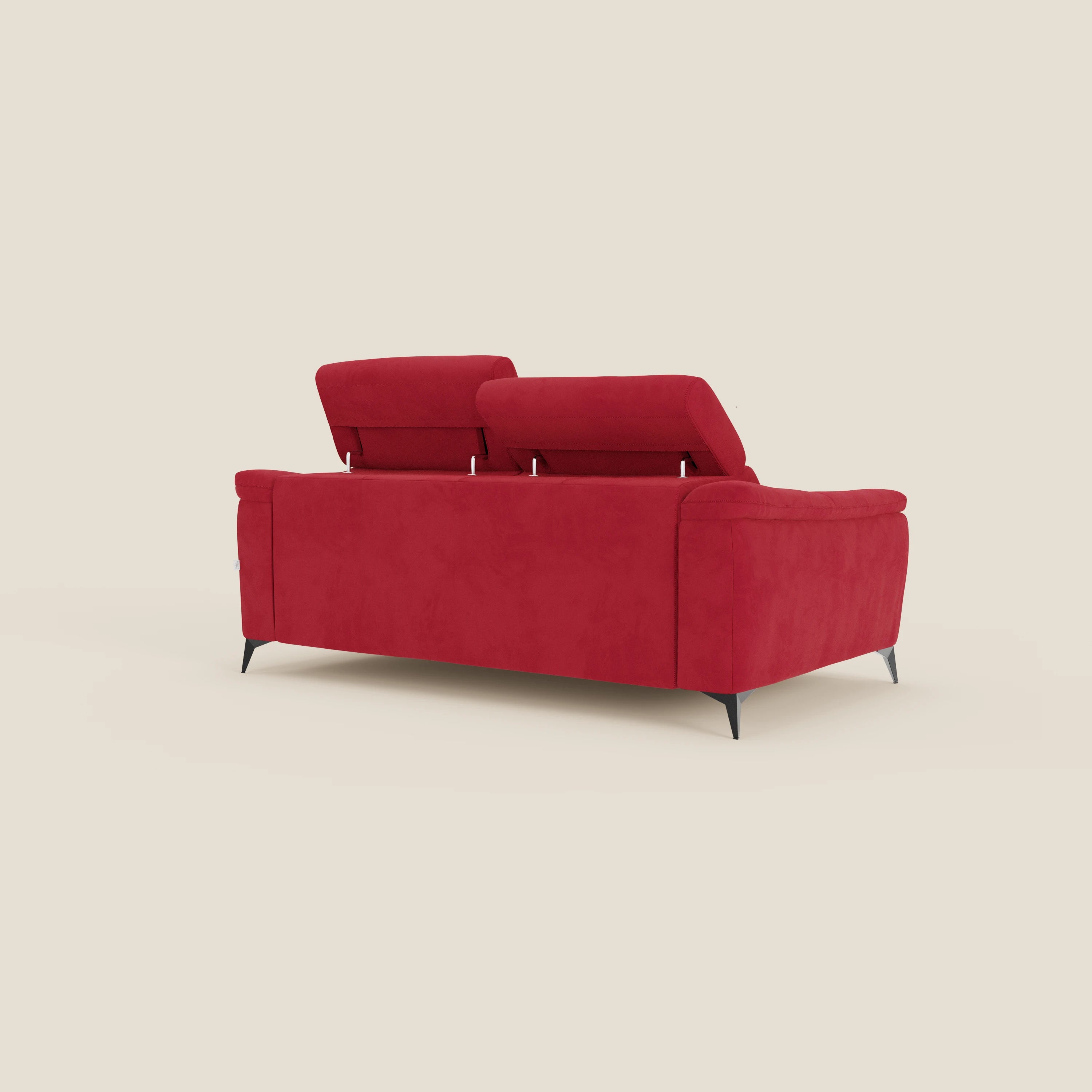 Arcos 3-Sitzer-Sofa – hohe Füße und verstellbare Kopfstützen aus wasserabweisender Mikrofaser T11 rot