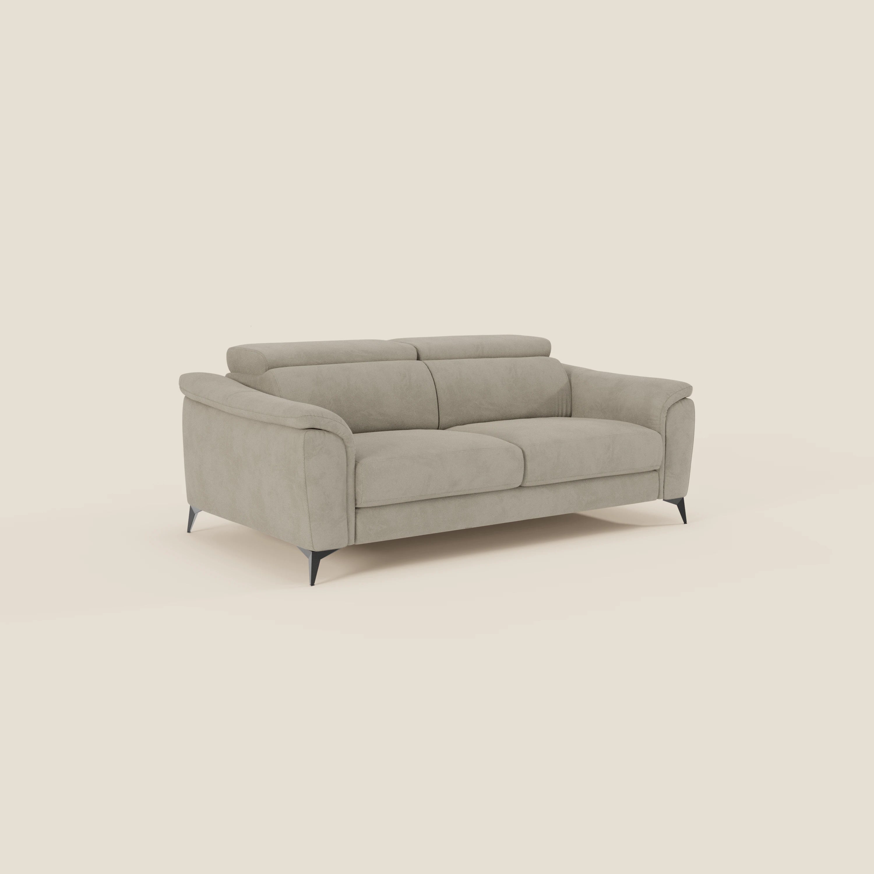 Arcos 3-Sitzer-Sofa – hohe Füße und verstellbare Kopfstützen aus wasserabweisender Mikrofaser T11 graubeige